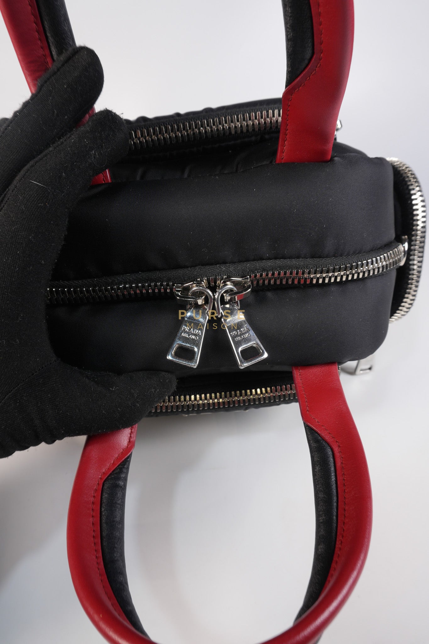 Cargo Top Handle Bag in Black Tessuto Nylon Crossbody Bag | Purse Maison Luxury Bags Shop