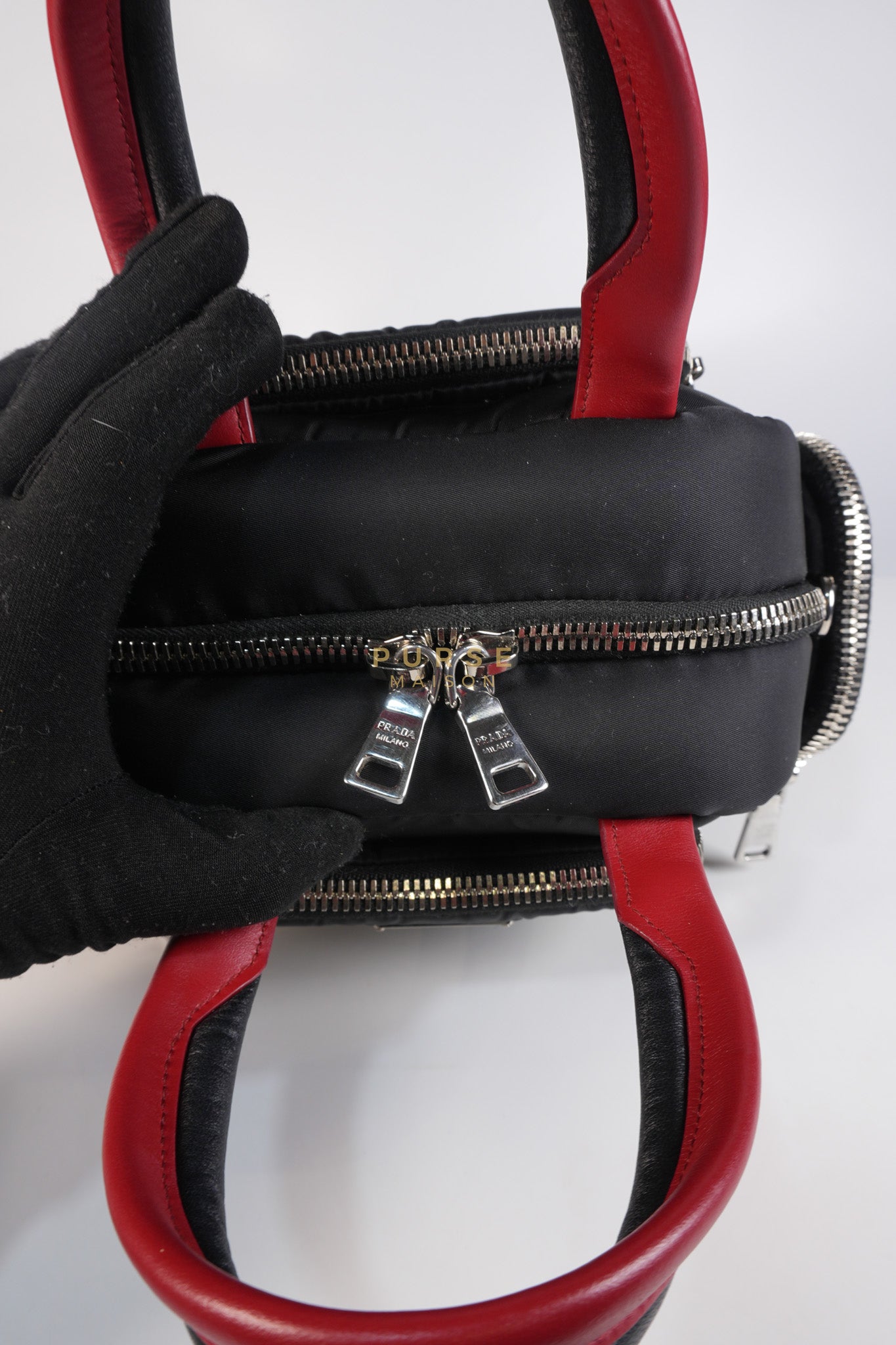 Cargo Top Handle Bag in Black Tessuto Nylon Crossbody Bag | Purse Maison Luxury Bags Shop