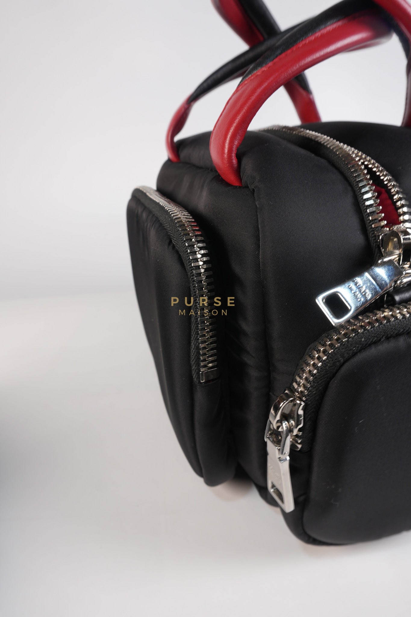 Cargo Top Handle Bag in Black Tessuto Nylon Crossbody Bag | Purse Maison Luxury Bags Shop