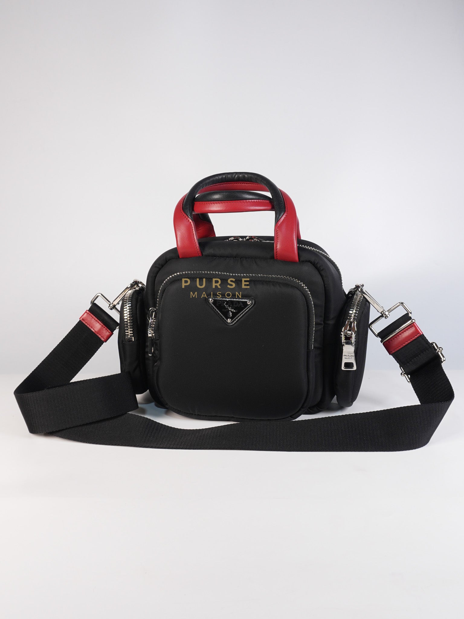 Cargo Top Handle Bag in Black Tessuto Nylon Crossbody Bag | Purse Maison Luxury Bags Shop