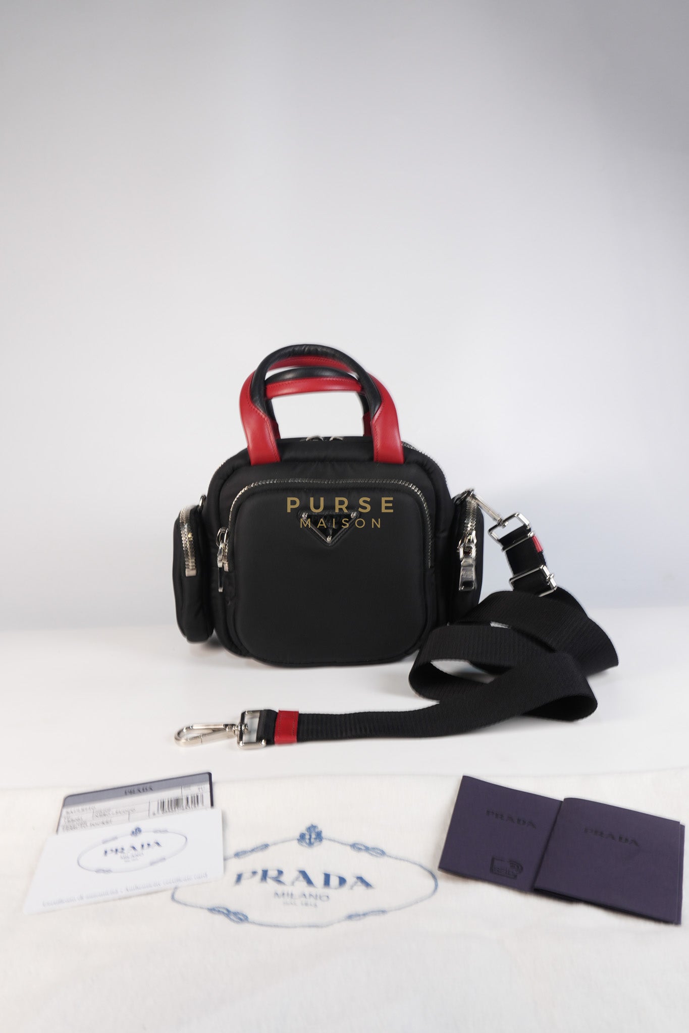 Cargo Top Handle Bag in Black Tessuto Nylon Crossbody Bag | Purse Maison Luxury Bags Shop