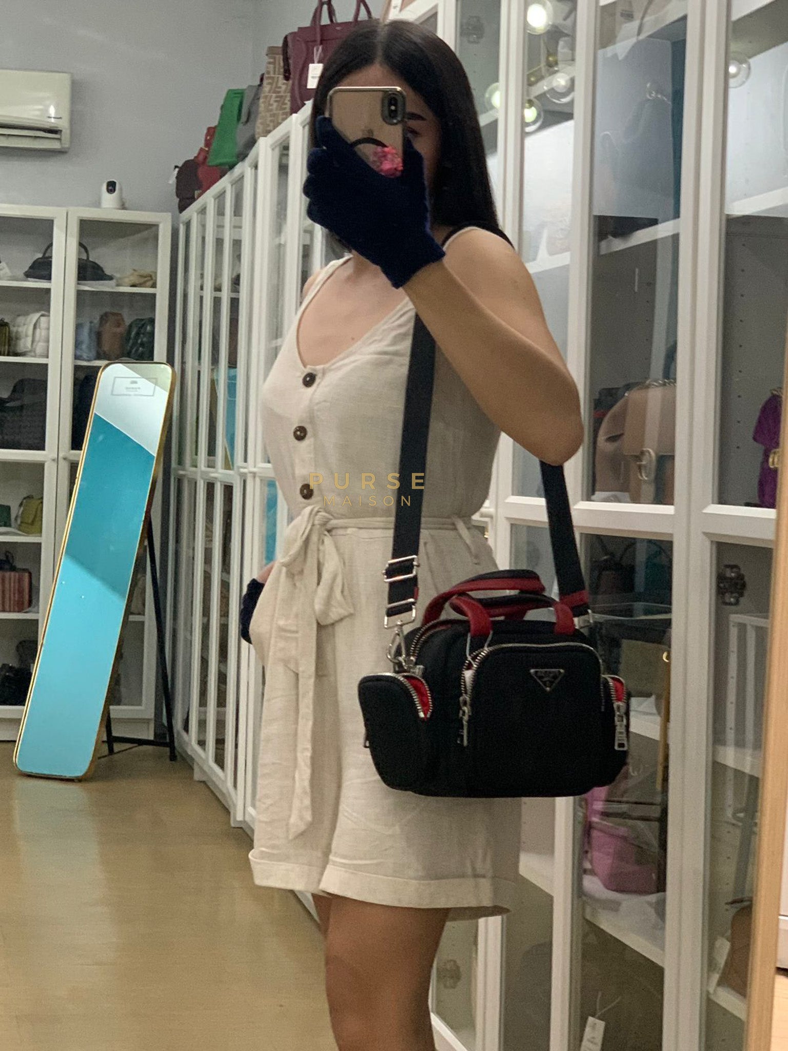 Cargo Top Handle Bag in Black Tessuto Nylon Crossbody Bag | Purse Maison Luxury Bags Shop