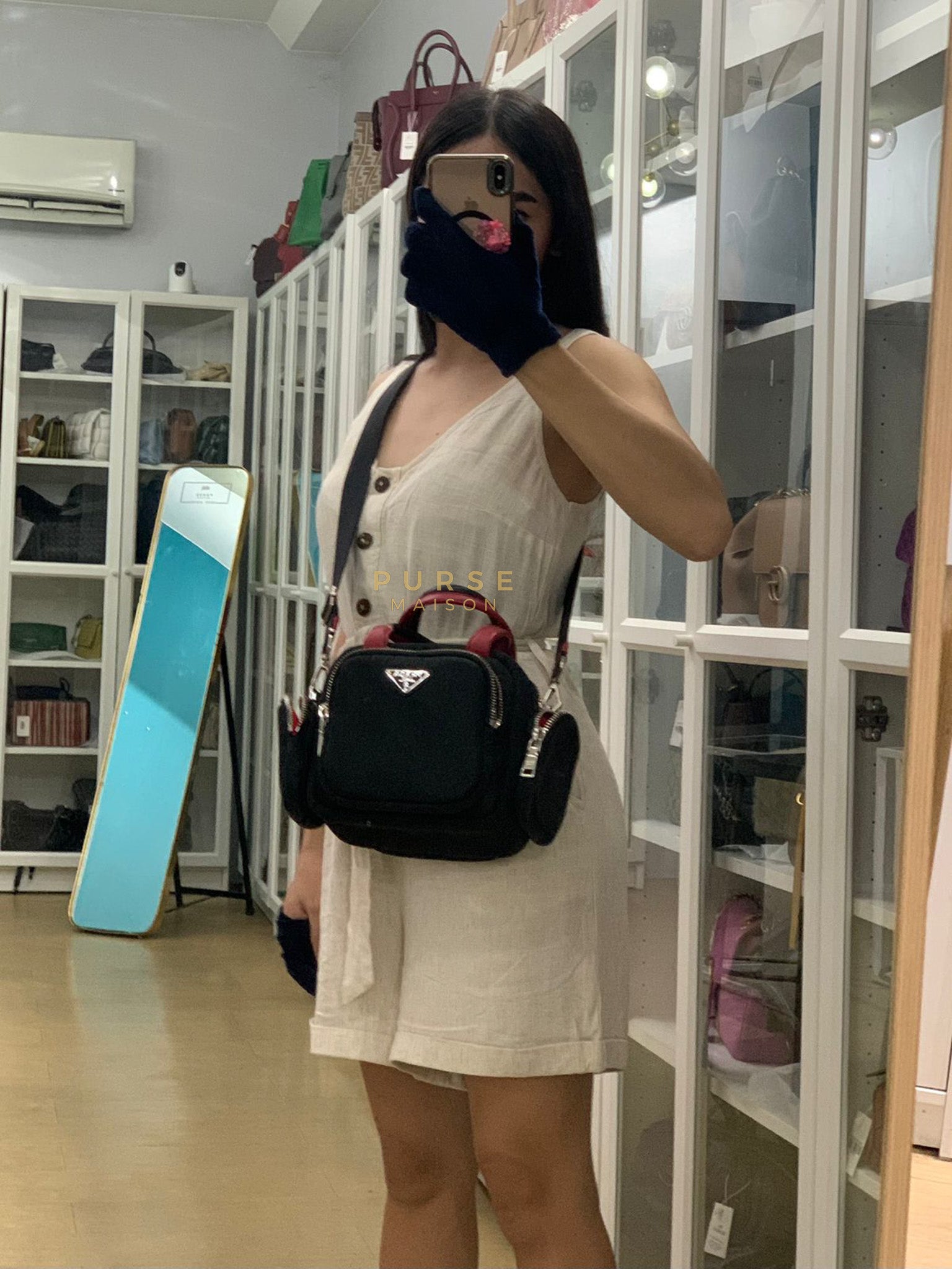 Cargo Top Handle Bag in Black Tessuto Nylon Crossbody Bag | Purse Maison Luxury Bags Shop