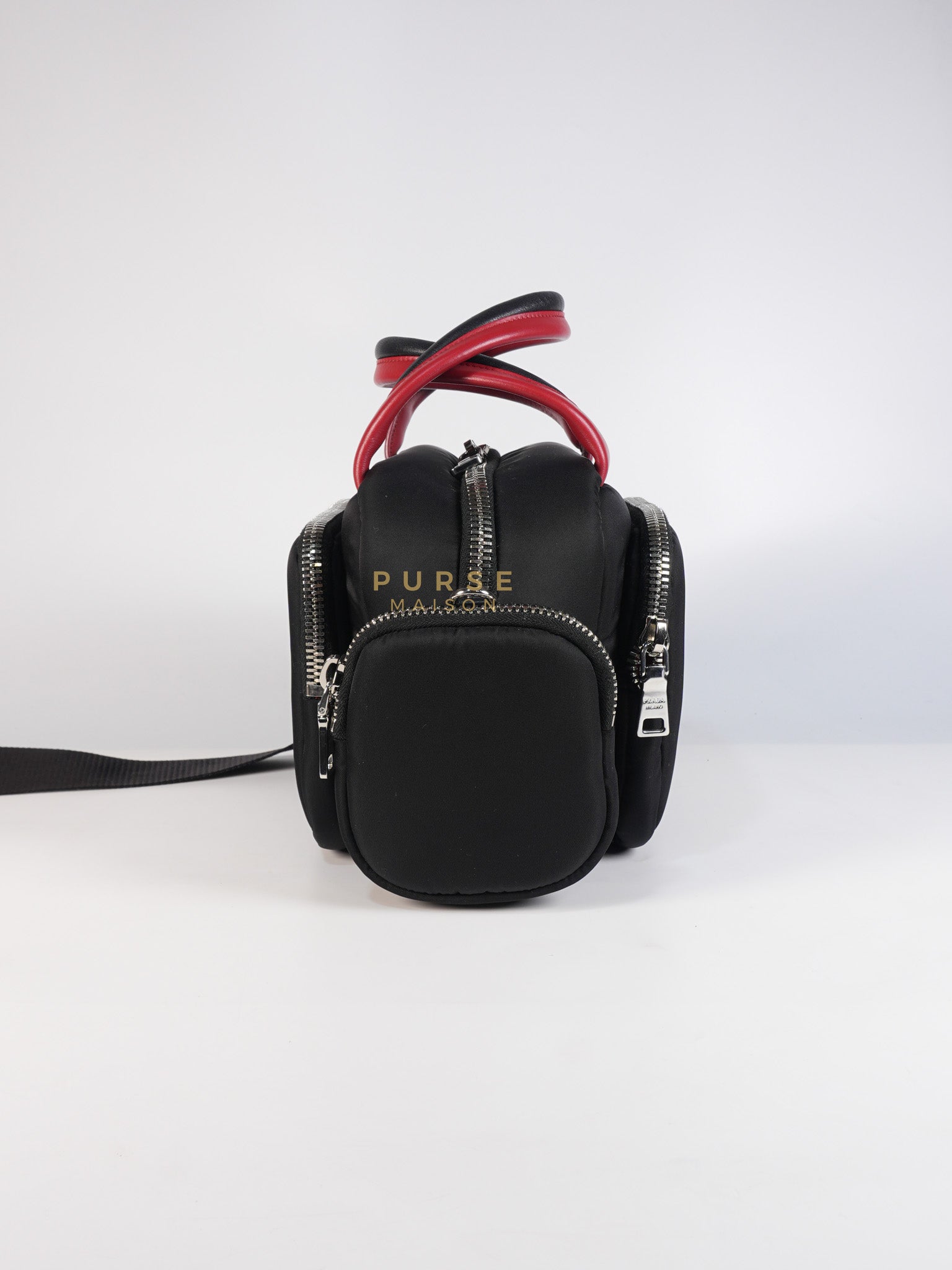 Cargo Top Handle Bag in Black Tessuto Nylon Crossbody Bag | Purse Maison Luxury Bags Shop