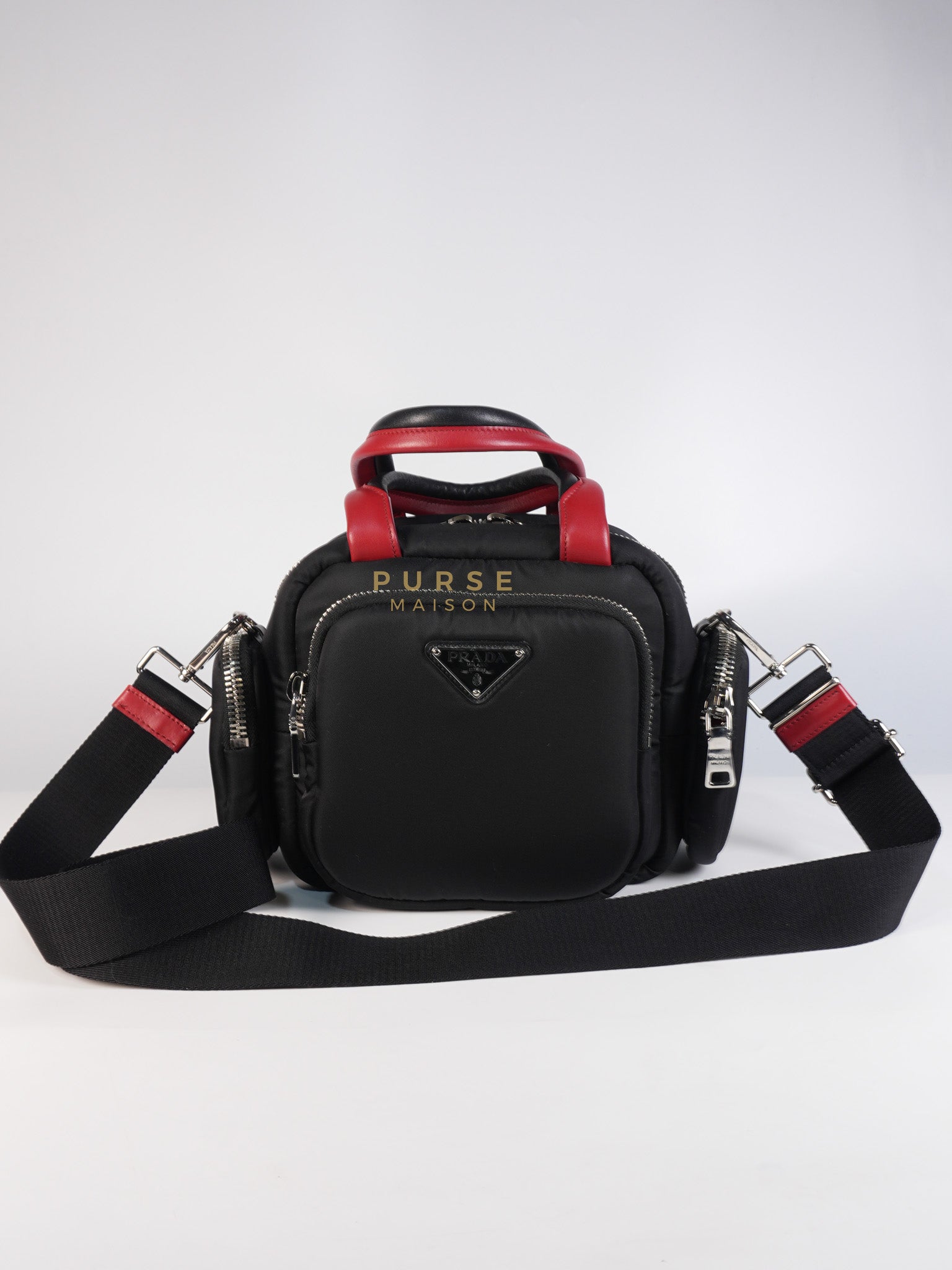Cargo Top Handle Bag in Black Tessuto Nylon Crossbody Bag | Purse Maison Luxury Bags Shop