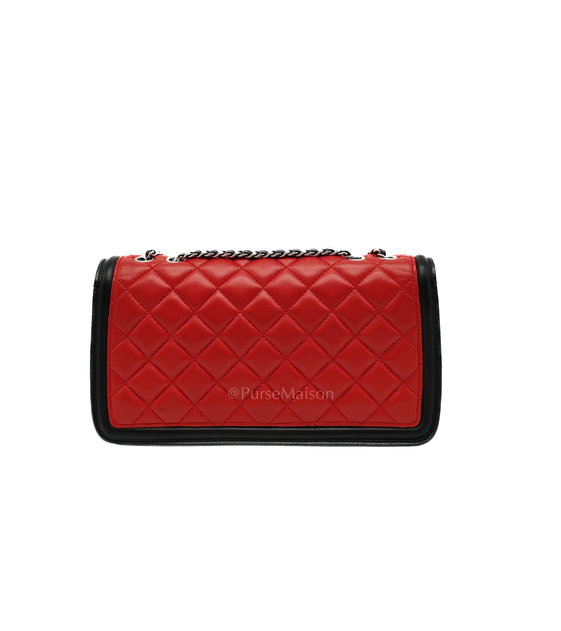 Chanel Graphic Flap Bag in Tri-Color Lambskin Leather & Silver Hardware Series 17