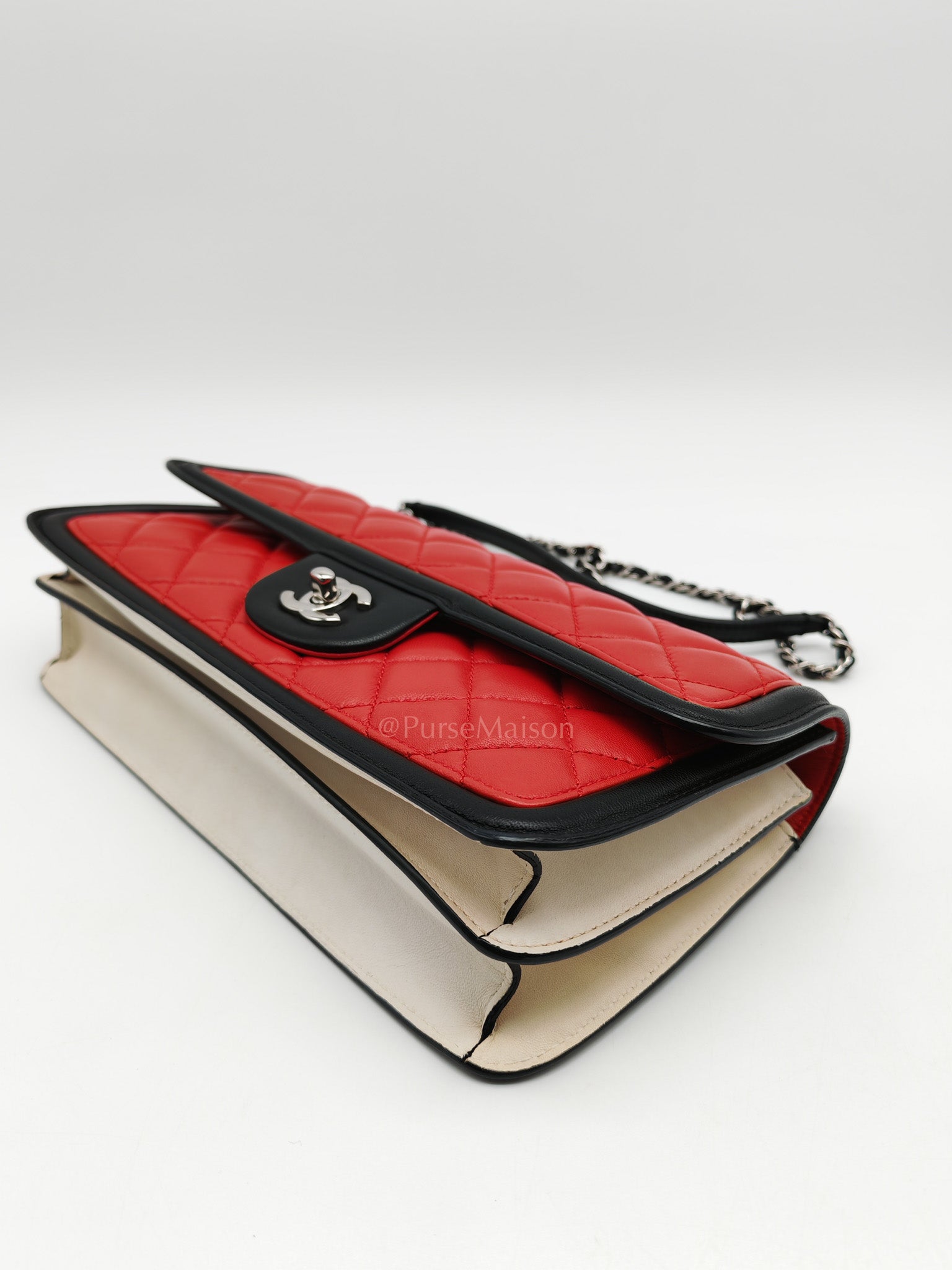 Chanel Graphic Flap Bag in Tri-Color Lambskin Leather & Silver Hardware Series 17