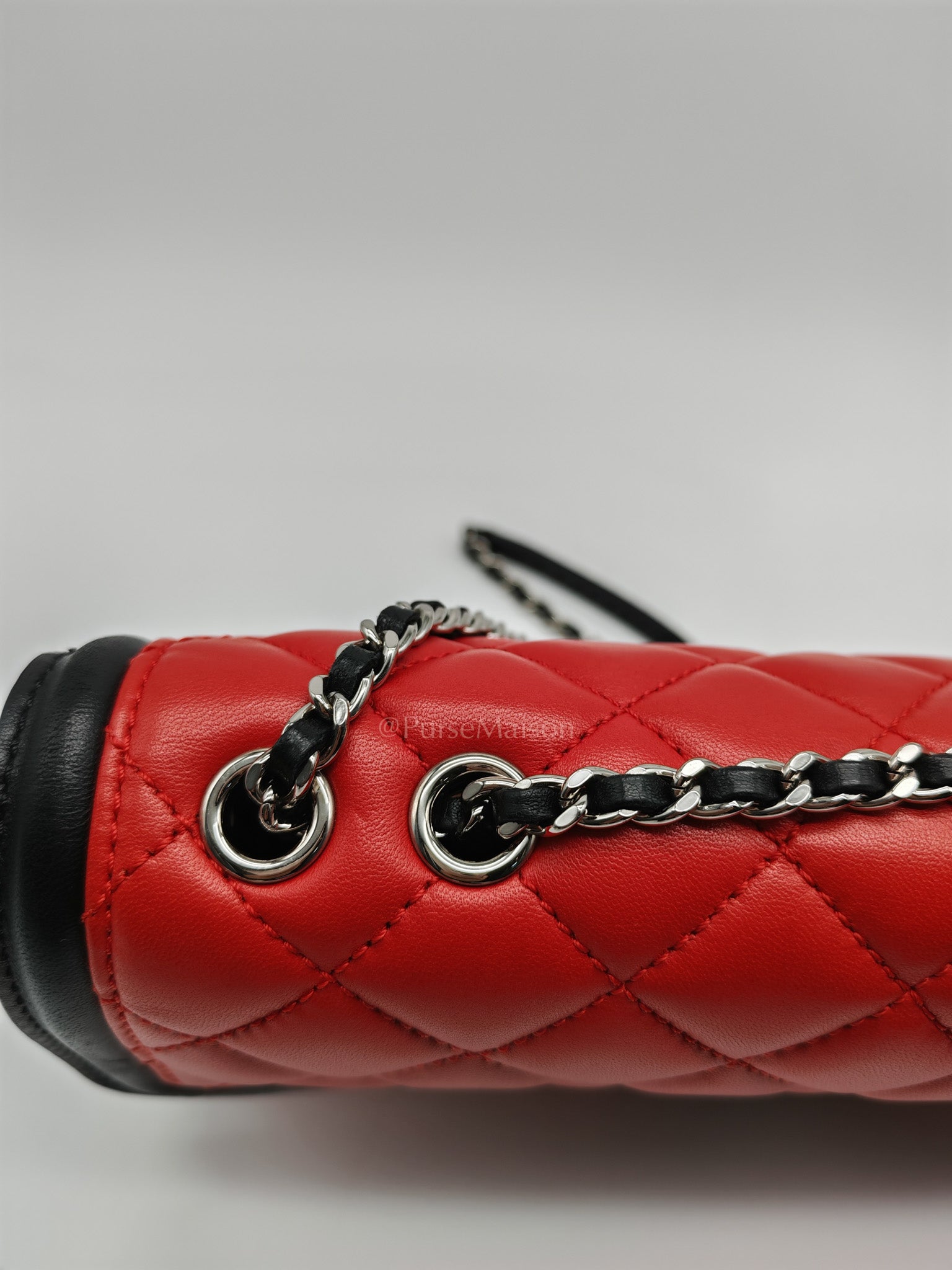 Chanel Graphic Flap Bag in Tri-Color Lambskin Leather & Silver Hardware Series 17