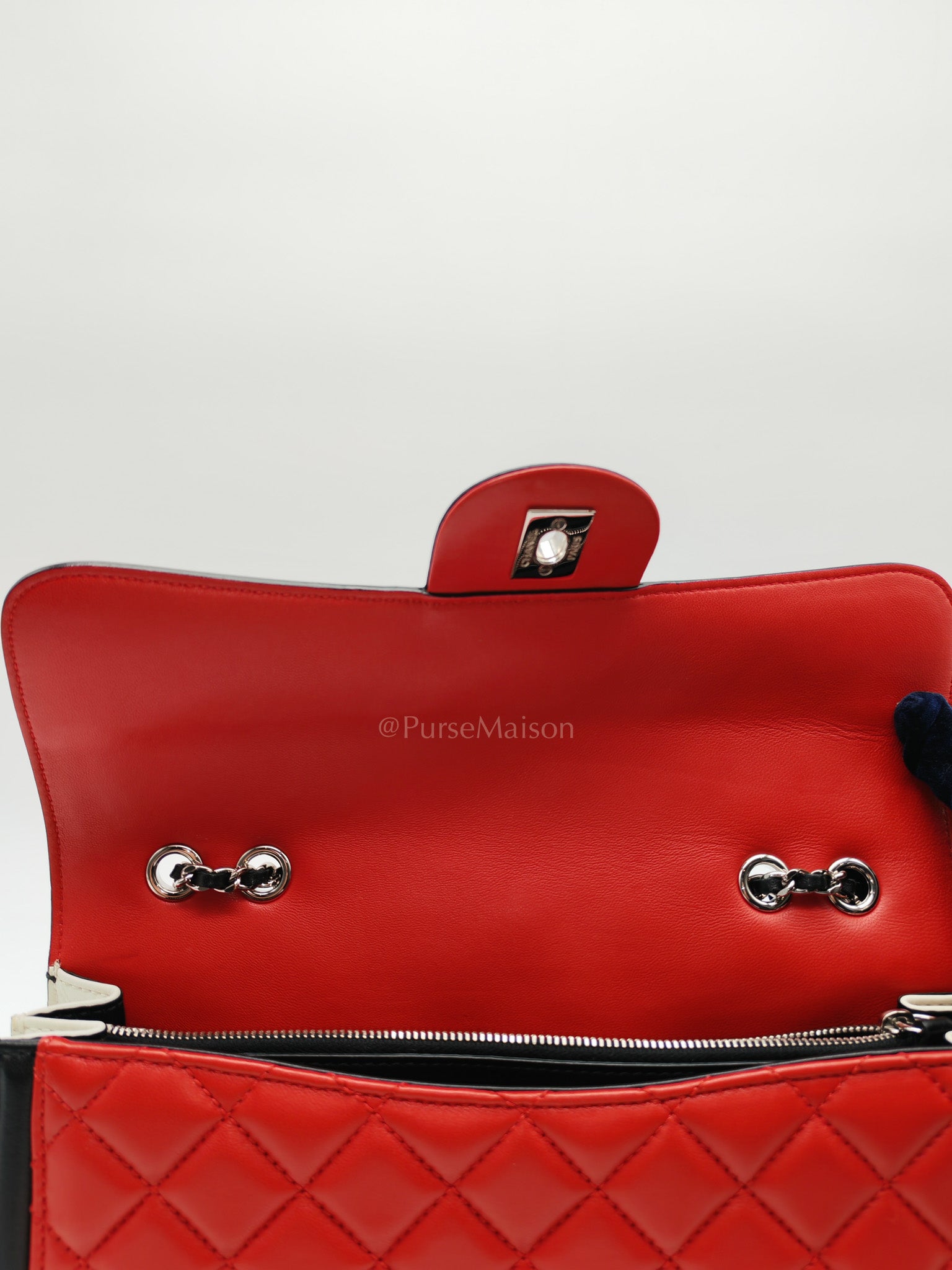 Chanel Graphic Flap Bag in Tri-Color Lambskin Leather & Silver Hardware Series 17
