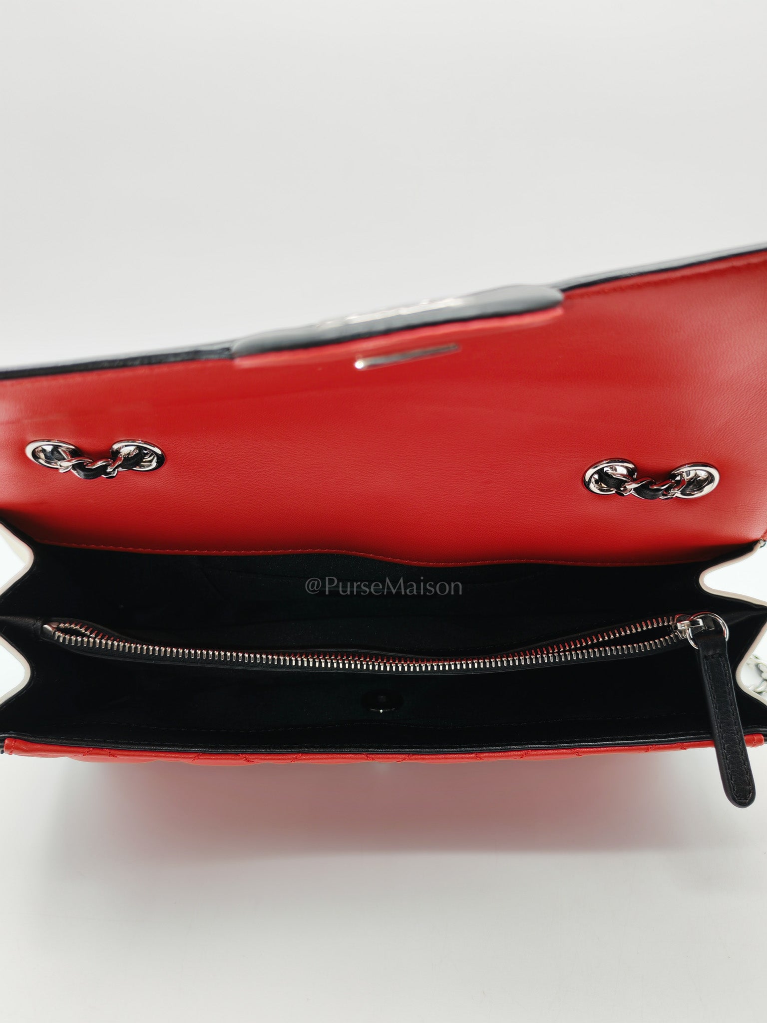 Chanel Graphic Flap Bag in Tri-Color Lambskin Leather & Silver Hardware Series 17