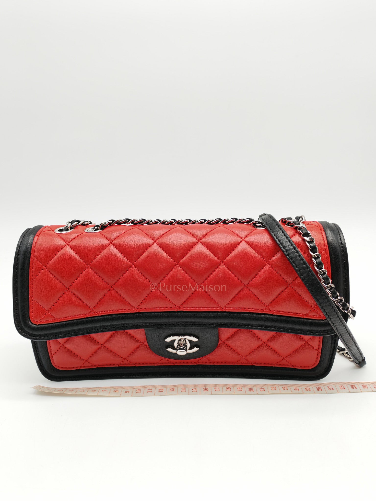Chanel Graphic Flap Bag in Tri-Color Lambskin Leather & Silver Hardware Series 17