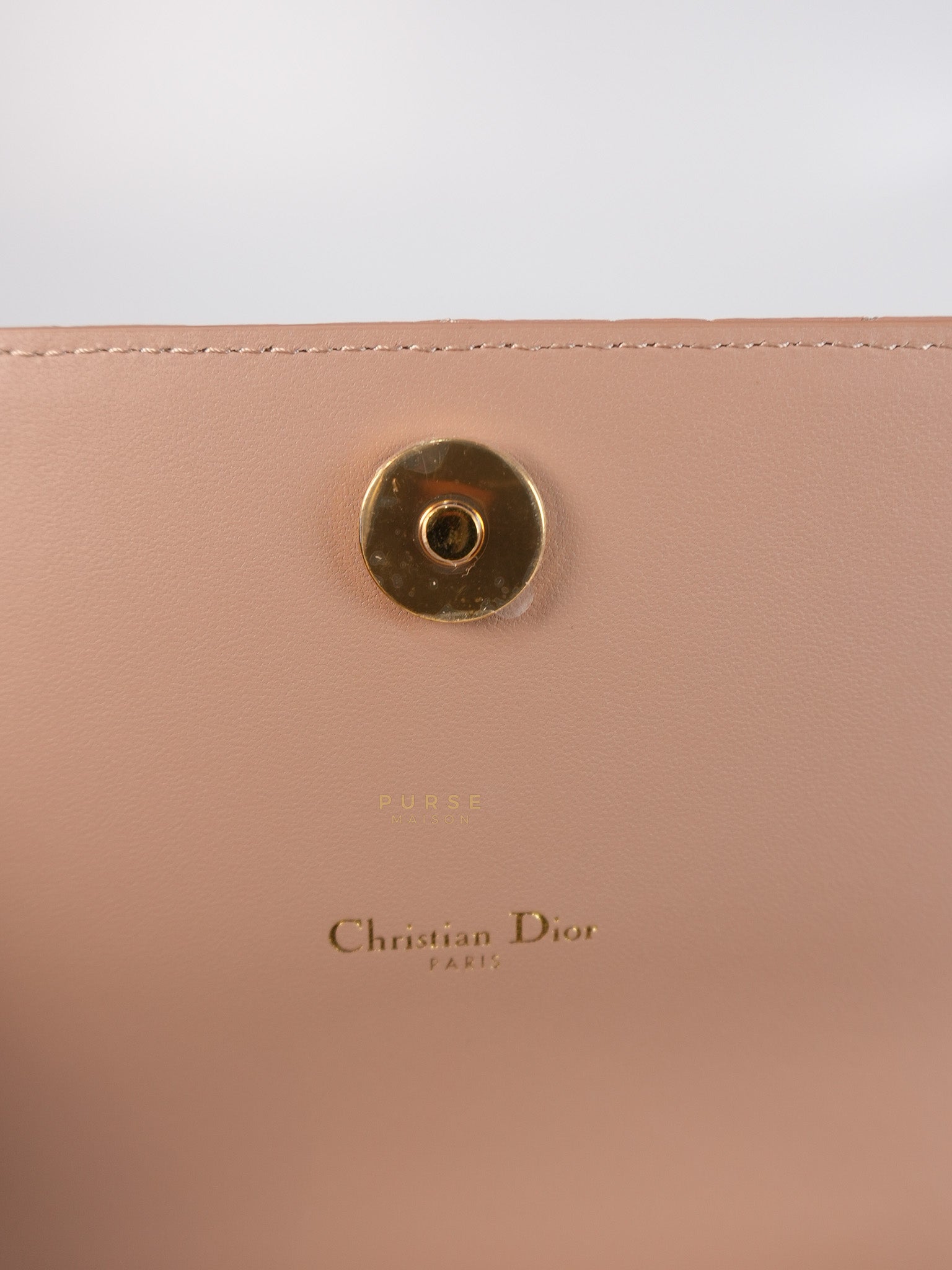 Caro Pouch with Chain in Rose des Vents Supple Cannage Calfskin Leather | Purse Maison Luxury Bags Shop