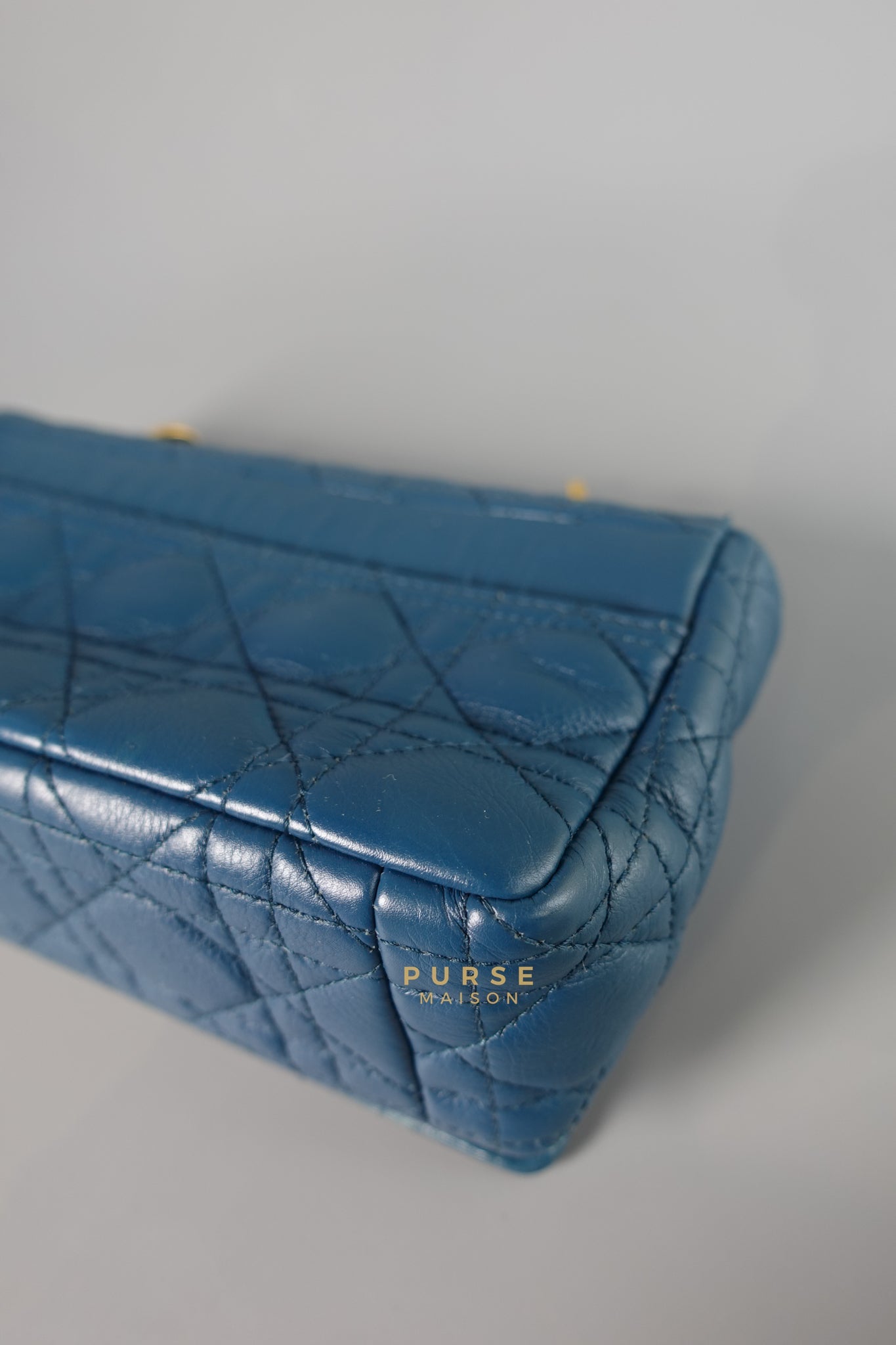 Caro Small Bag in Deep Ocean Blue Supple Cannage Calfskin | Purse Maison Luxury Bags Shop