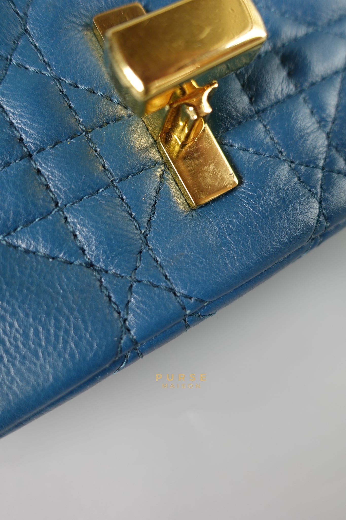 Caro Small Bag in Deep Ocean Blue Supple Cannage Calfskin | Purse Maison Luxury Bags Shop