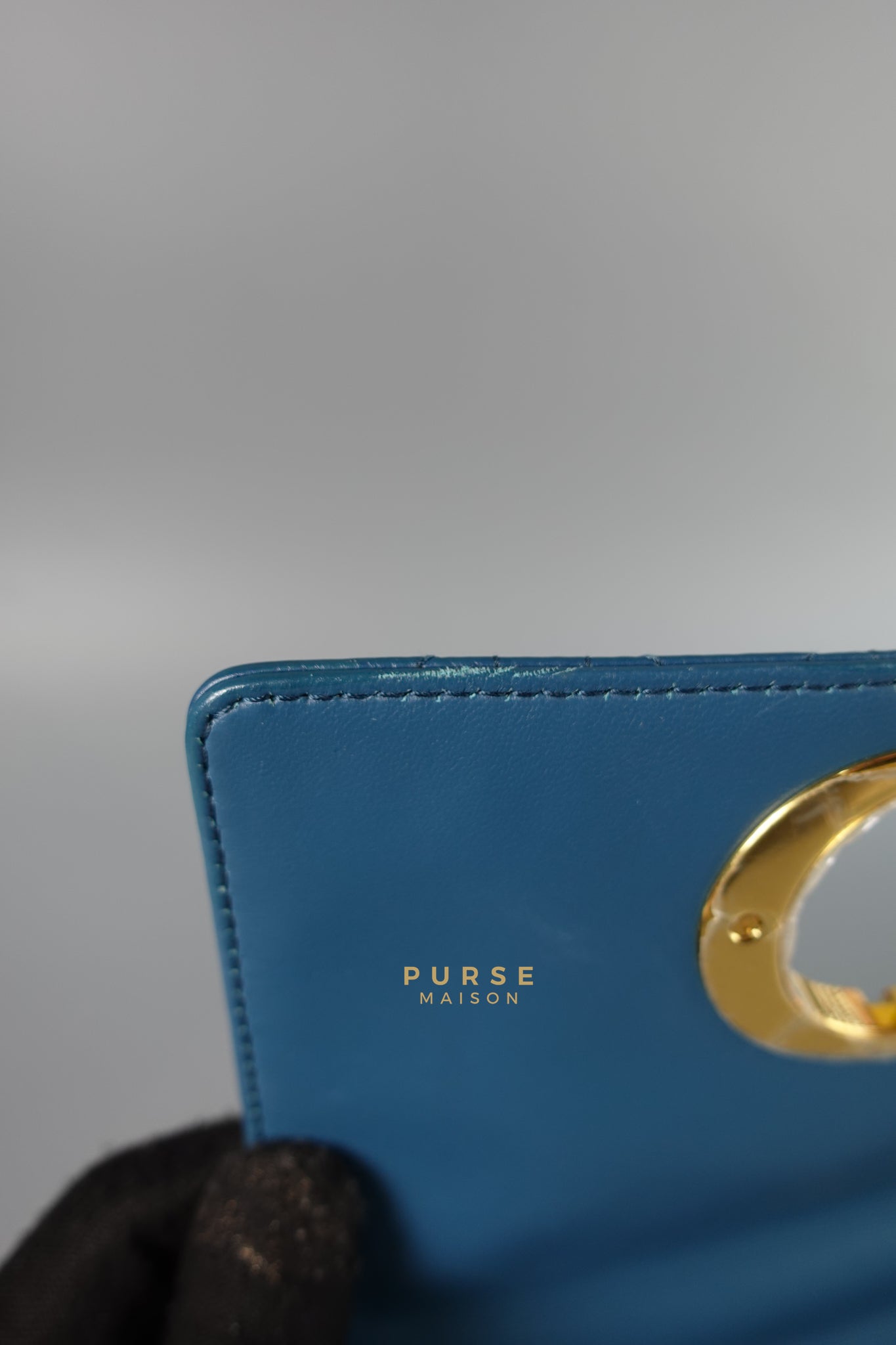 Caro Small Bag in Deep Ocean Blue Supple Cannage Calfskin | Purse Maison Luxury Bags Shop