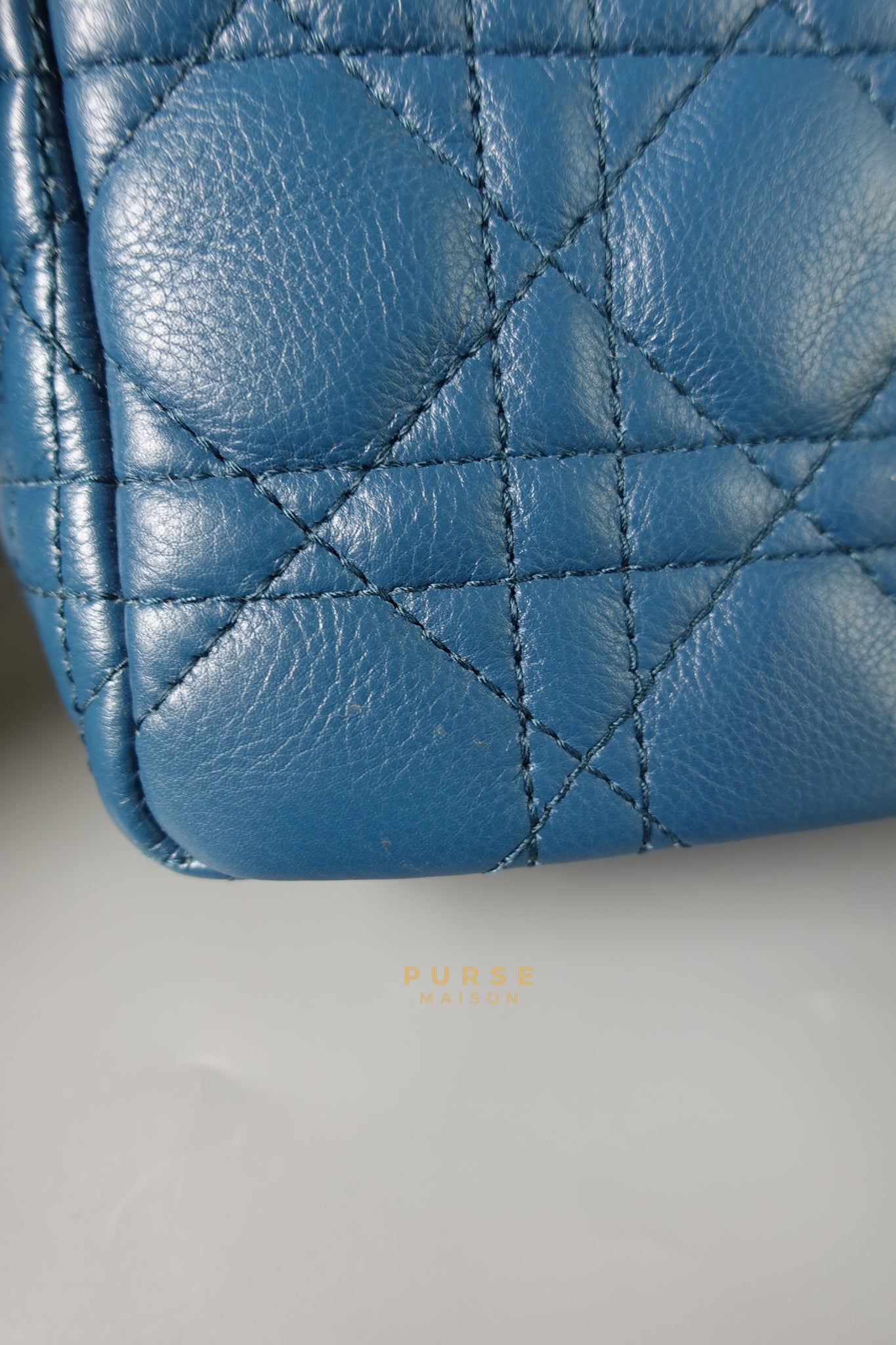 Caro Small Bag in Deep Ocean Blue Supple Cannage Calfskin | Purse Maison Luxury Bags Shop