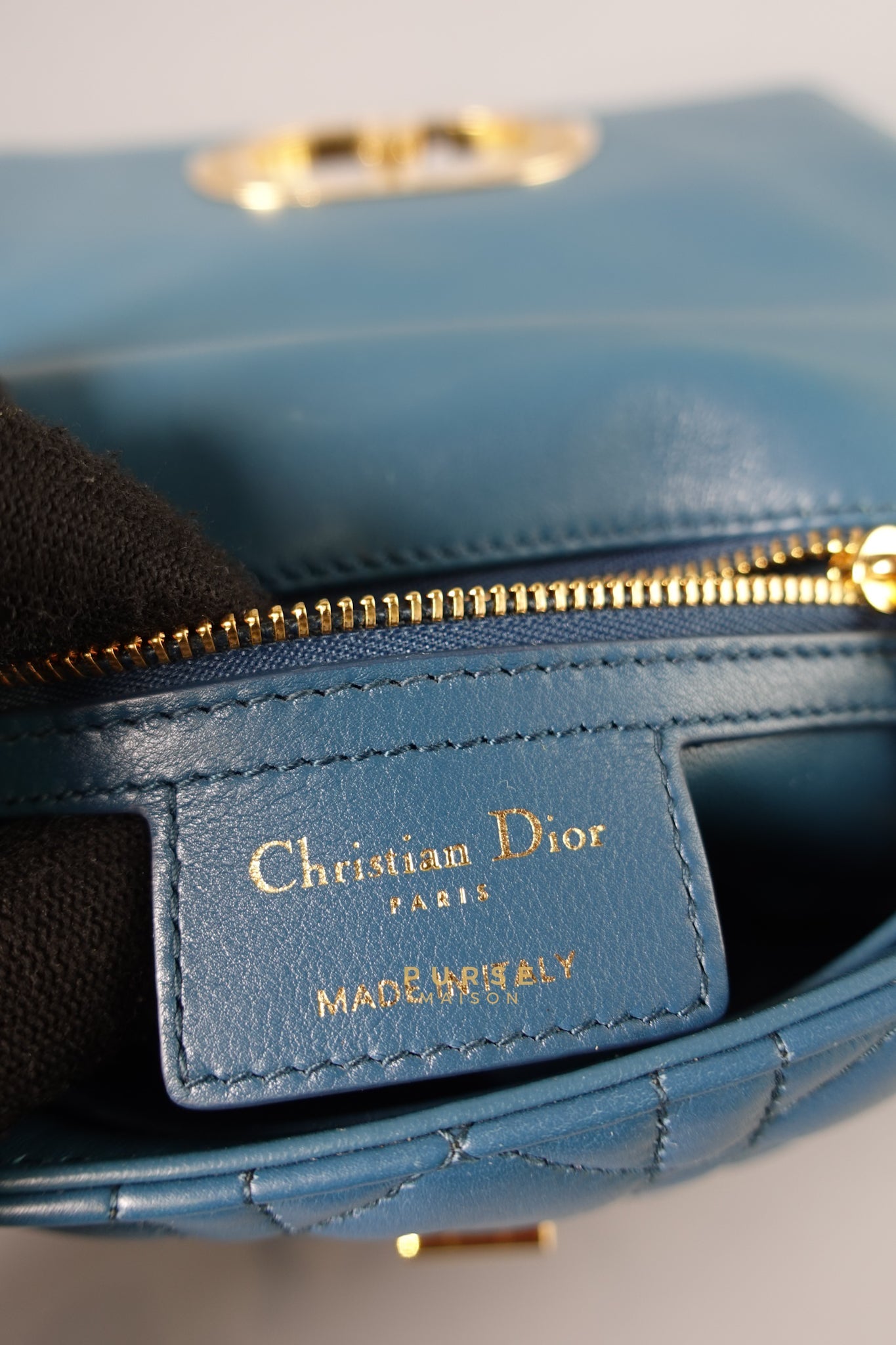 Caro Small Bag in Deep Ocean Blue Supple Cannage Calfskin | Purse Maison Luxury Bags Shop