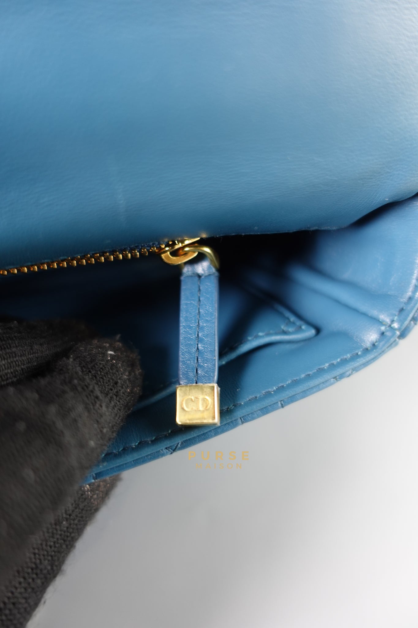 Caro Small Bag in Deep Ocean Blue Supple Cannage Calfskin | Purse Maison Luxury Bags Shop