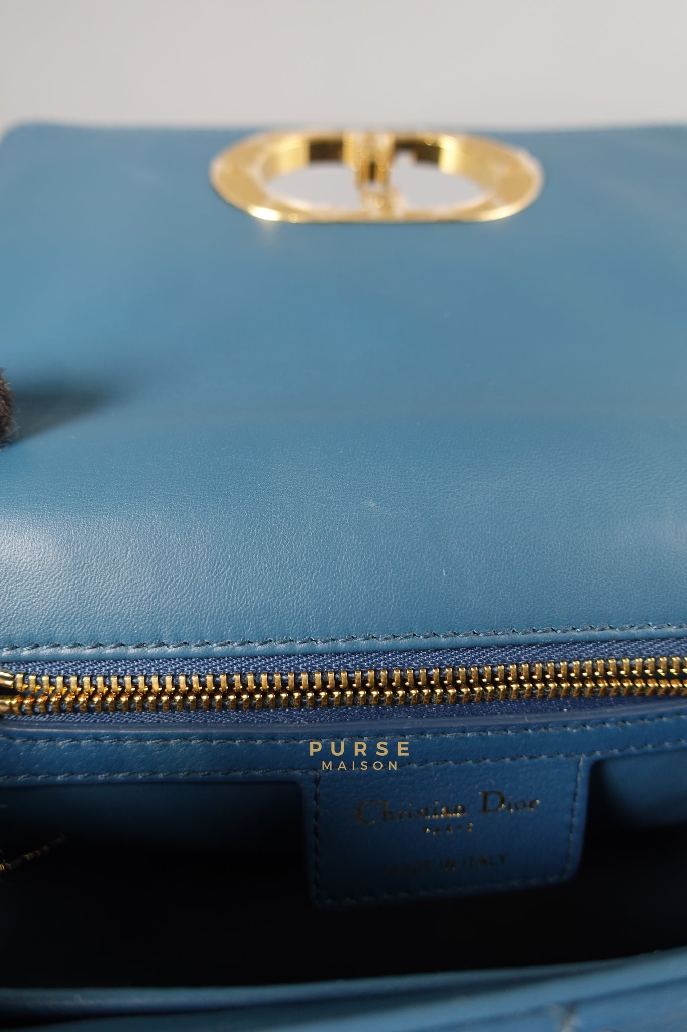 Caro Small Bag in Deep Ocean Blue Supple Cannage Calfskin | Purse Maison Luxury Bags Shop