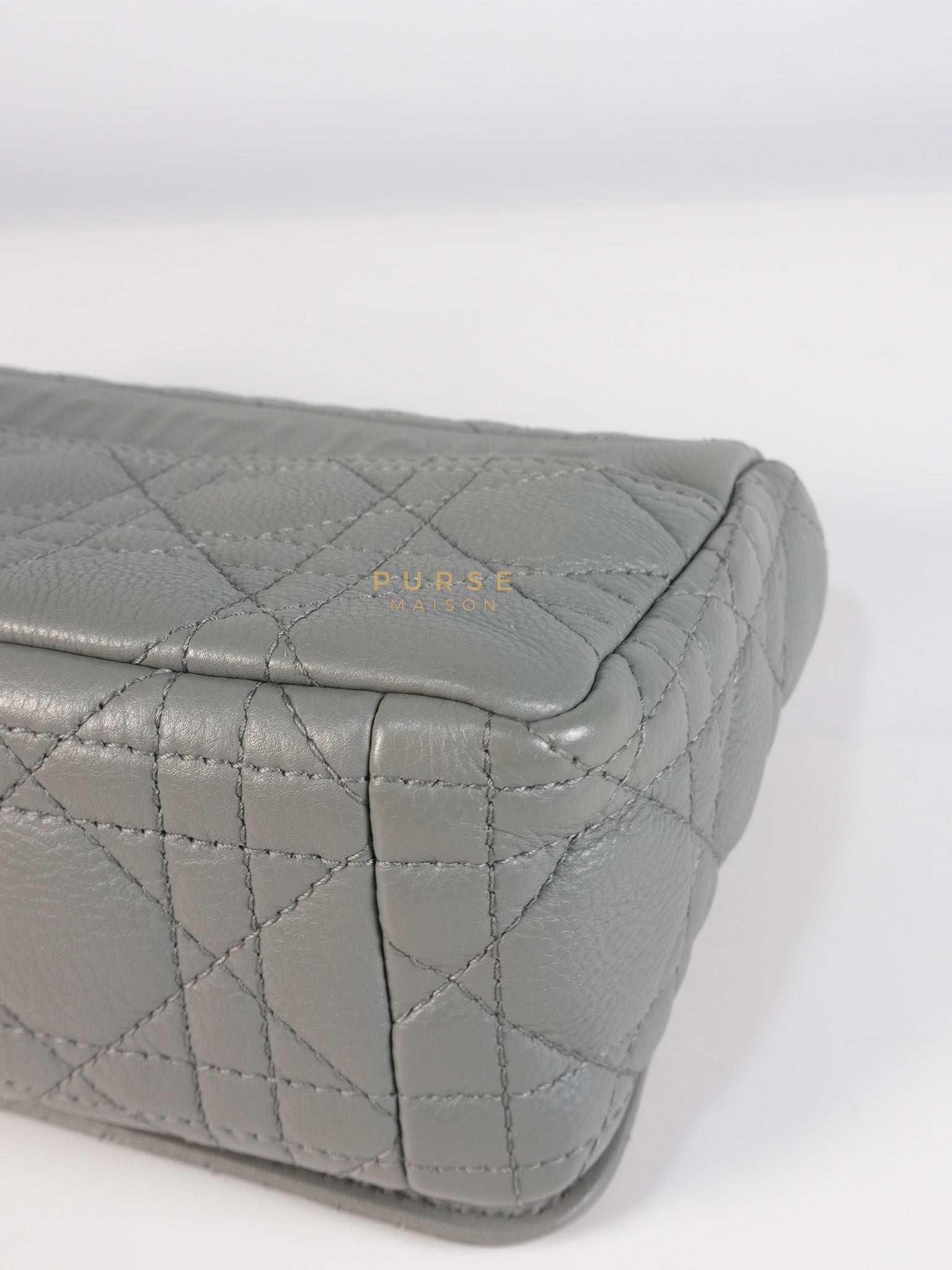 Caro Small Bag in Gray Supple Cannage Calfskin Leather | Purse Maison Luxury Bags Shop