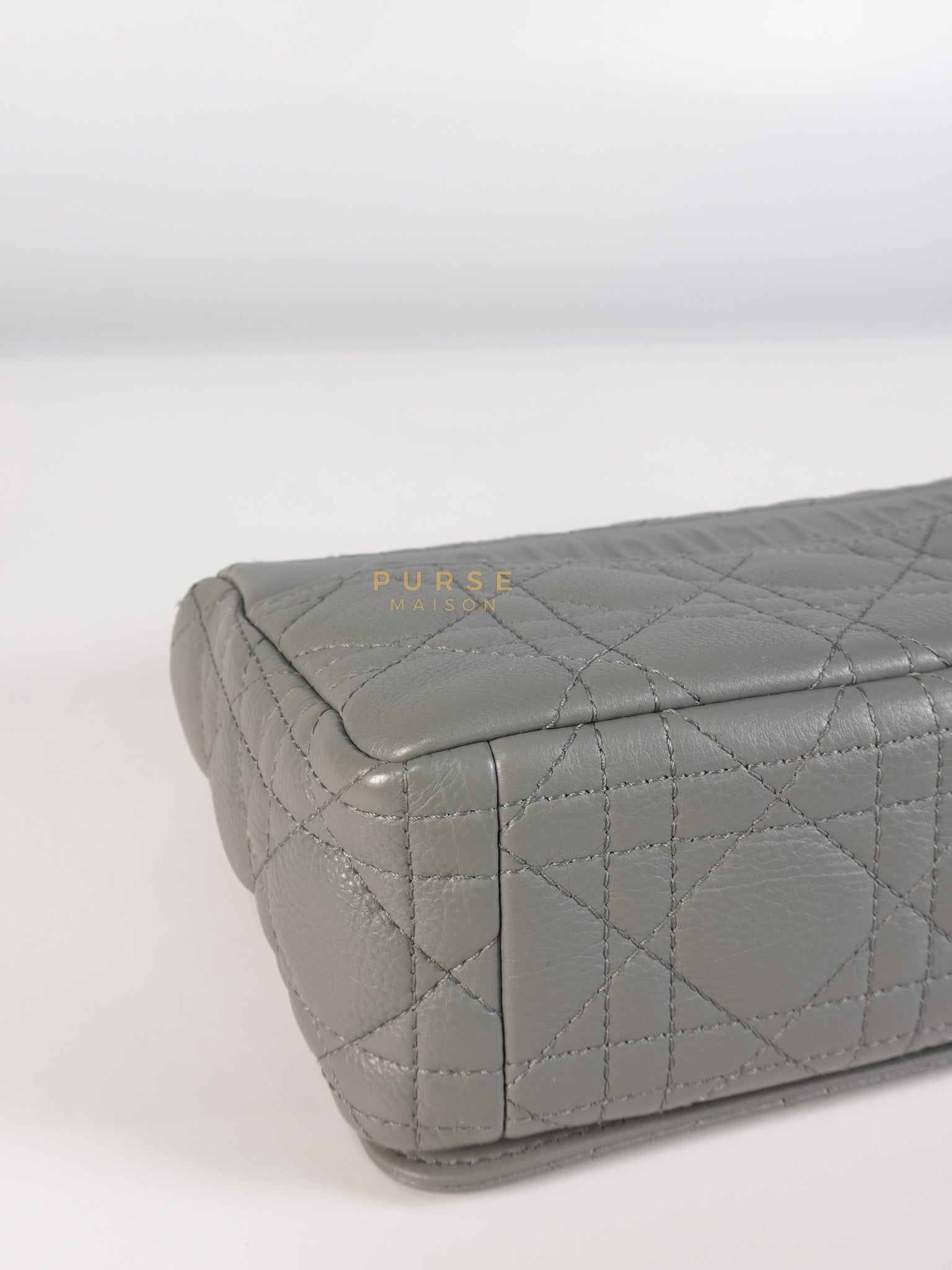 Caro Small Bag in Gray Supple Cannage Calfskin Leather | Purse Maison Luxury Bags Shop