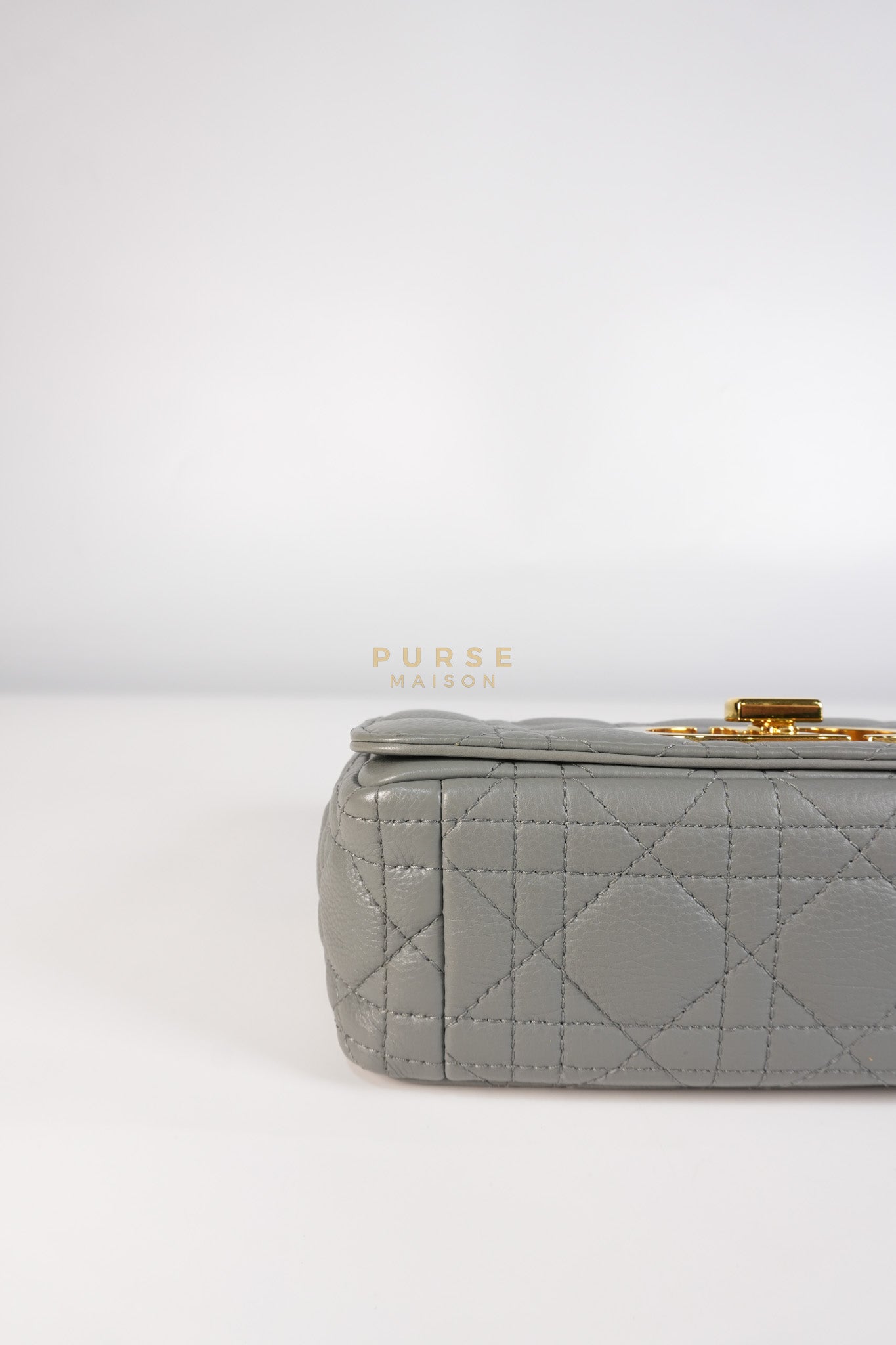 Caro Small Bag in Gray Supple Cannage Calfskin Leather | Purse Maison Luxury Bags Shop