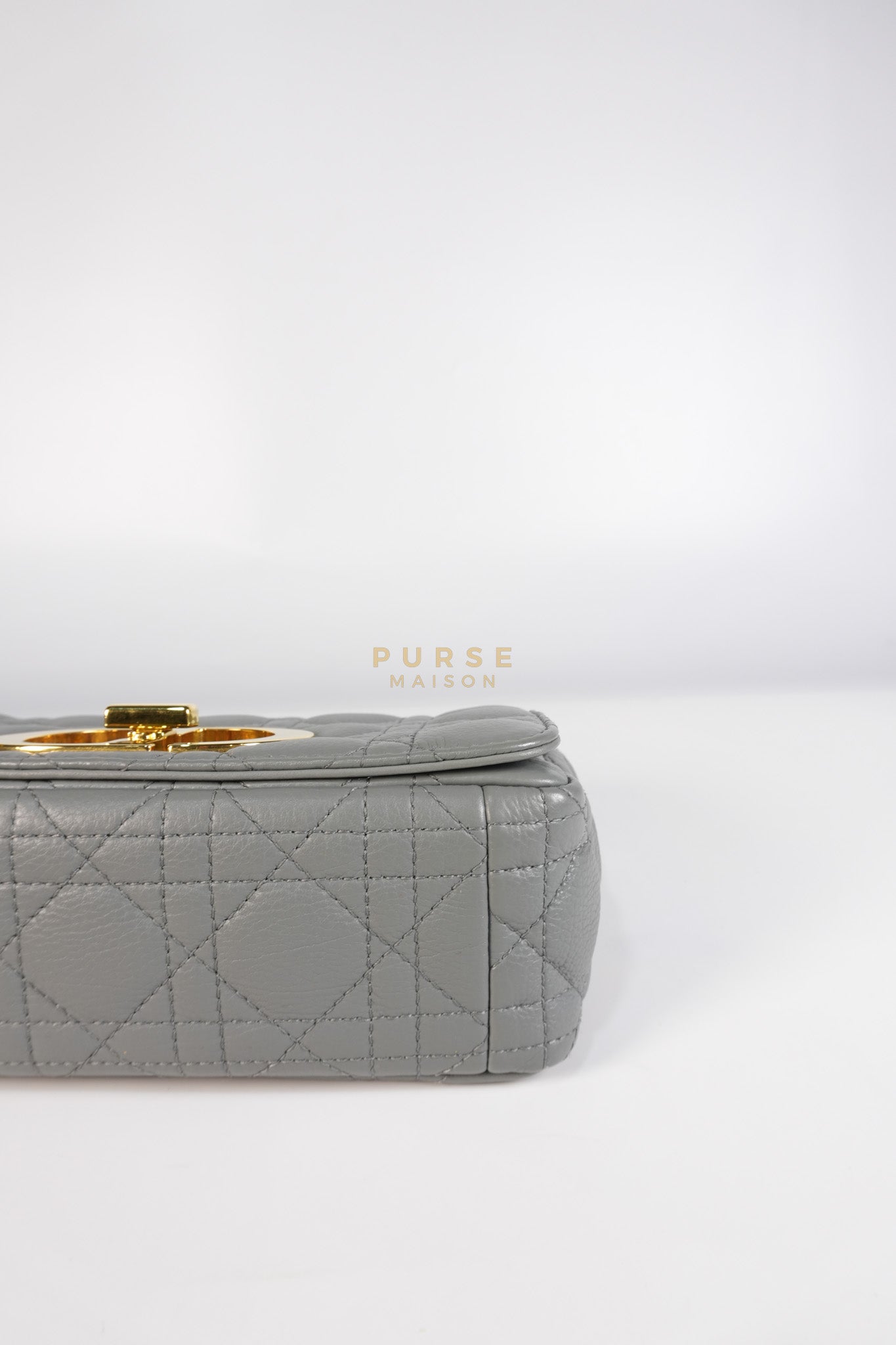 Caro Small Bag in Gray Supple Cannage Calfskin Leather | Purse Maison Luxury Bags Shop