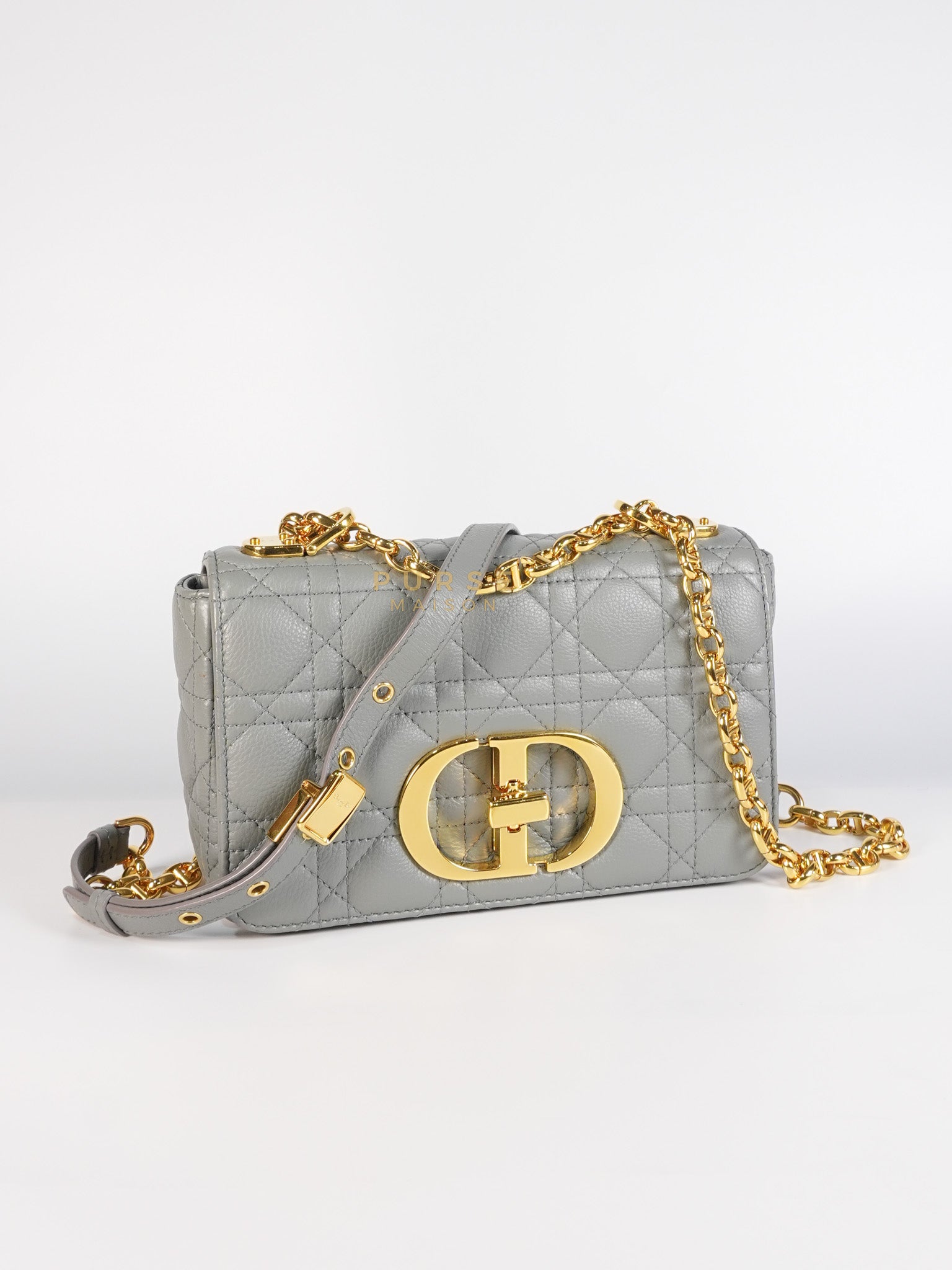 Caro Small Bag in Gray Supple Cannage Calfskin Leather | Purse Maison Luxury Bags Shop
