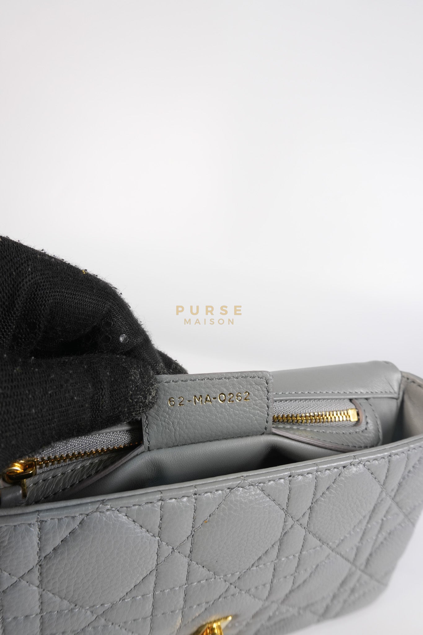 Caro Small Bag in Gray Supple Cannage Calfskin Leather | Purse Maison Luxury Bags Shop