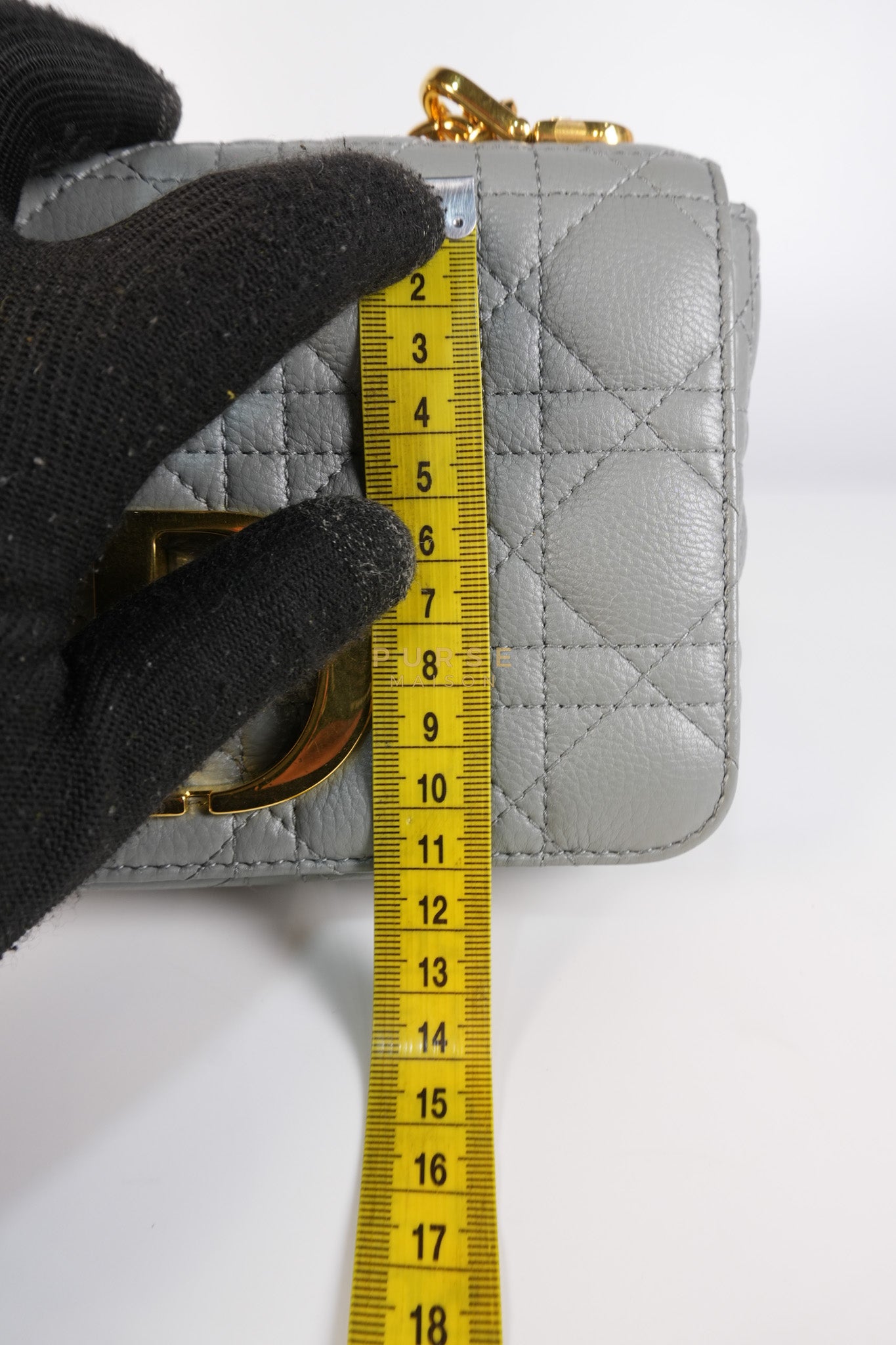 Caro Small Bag in Gray Supple Cannage Calfskin Leather | Purse Maison Luxury Bags Shop