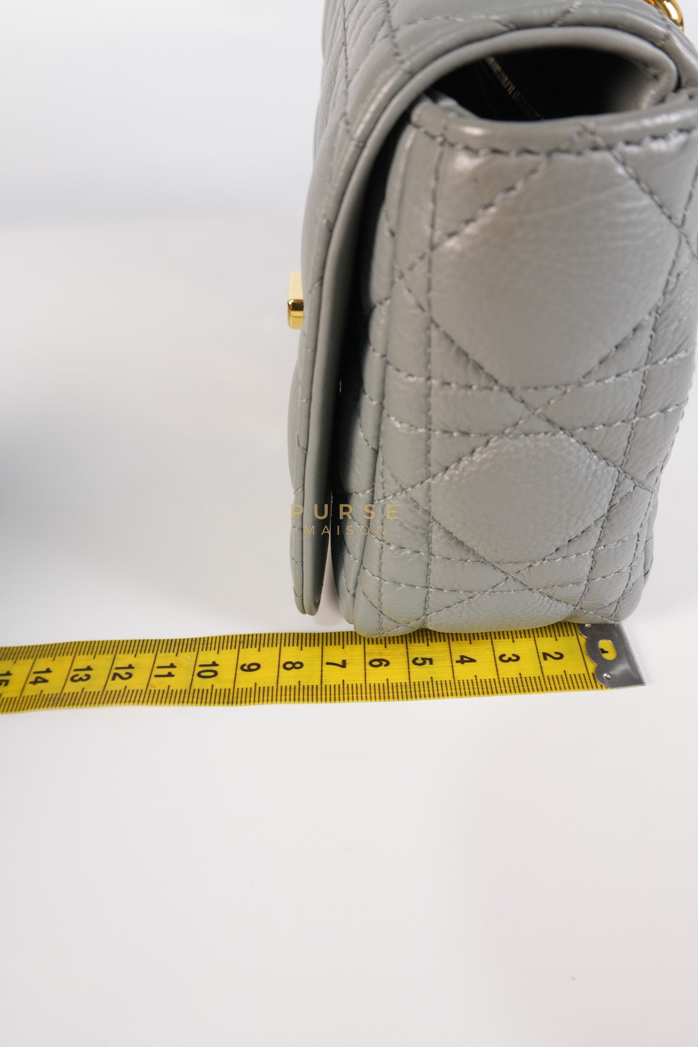 Caro Small Bag in Gray Supple Cannage Calfskin Leather | Purse Maison Luxury Bags Shop