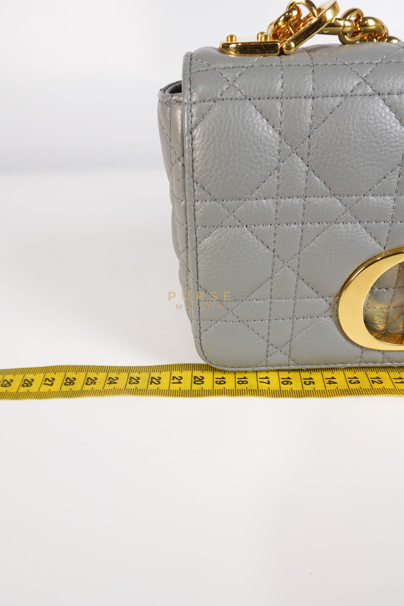Caro Small Bag in Gray Supple Cannage Calfskin Leather | Purse Maison Luxury Bags Shop