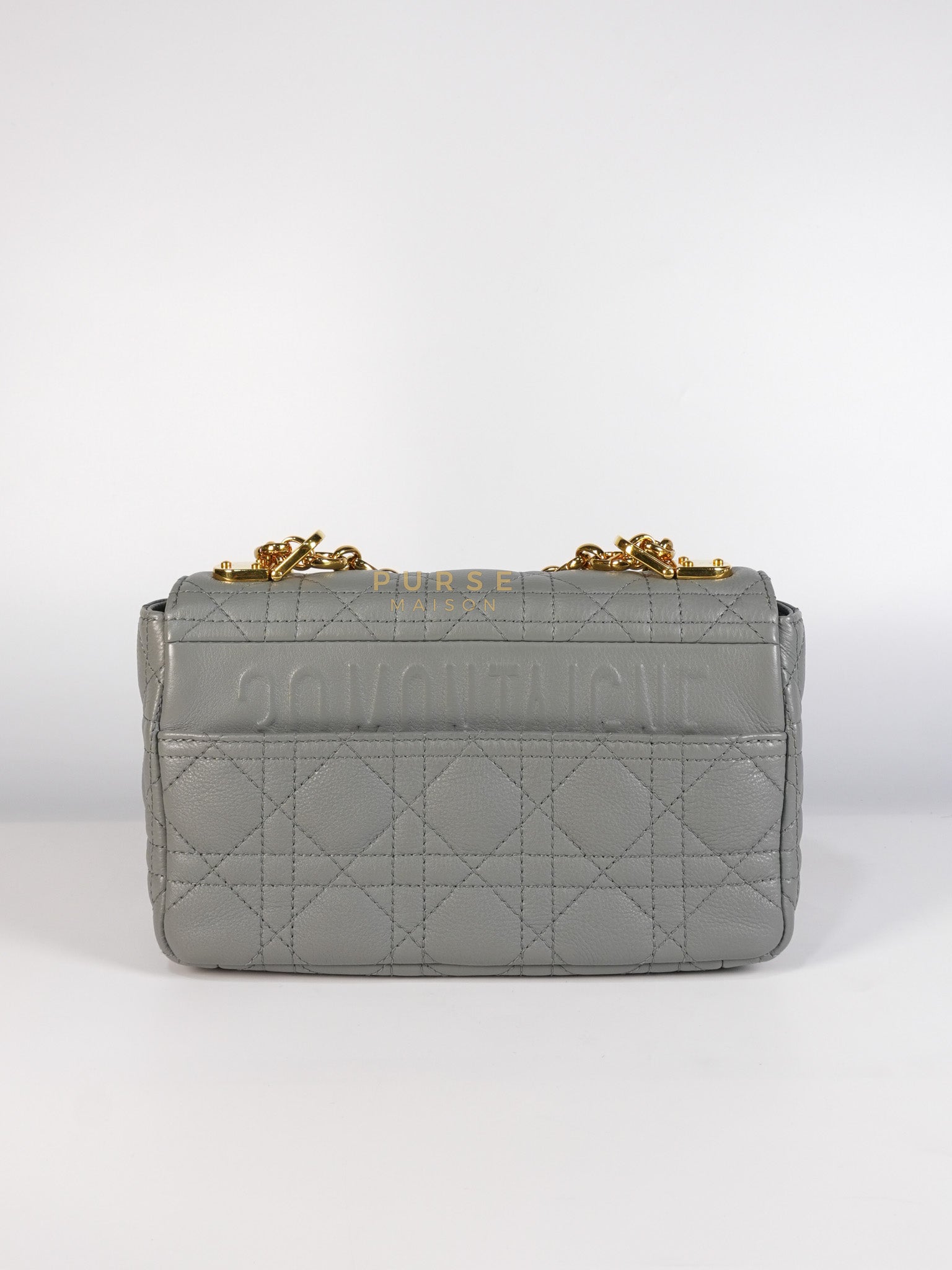 Caro Small Bag in Gray Supple Cannage Calfskin Leather | Purse Maison Luxury Bags Shop