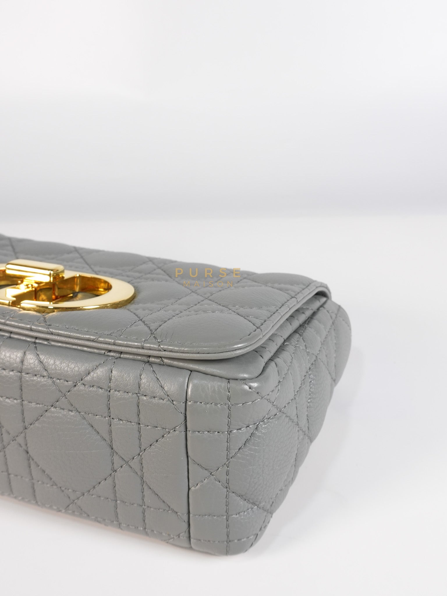 Caro Small Bag in Gray Supple Cannage Calfskin Leather | Purse Maison Luxury Bags Shop