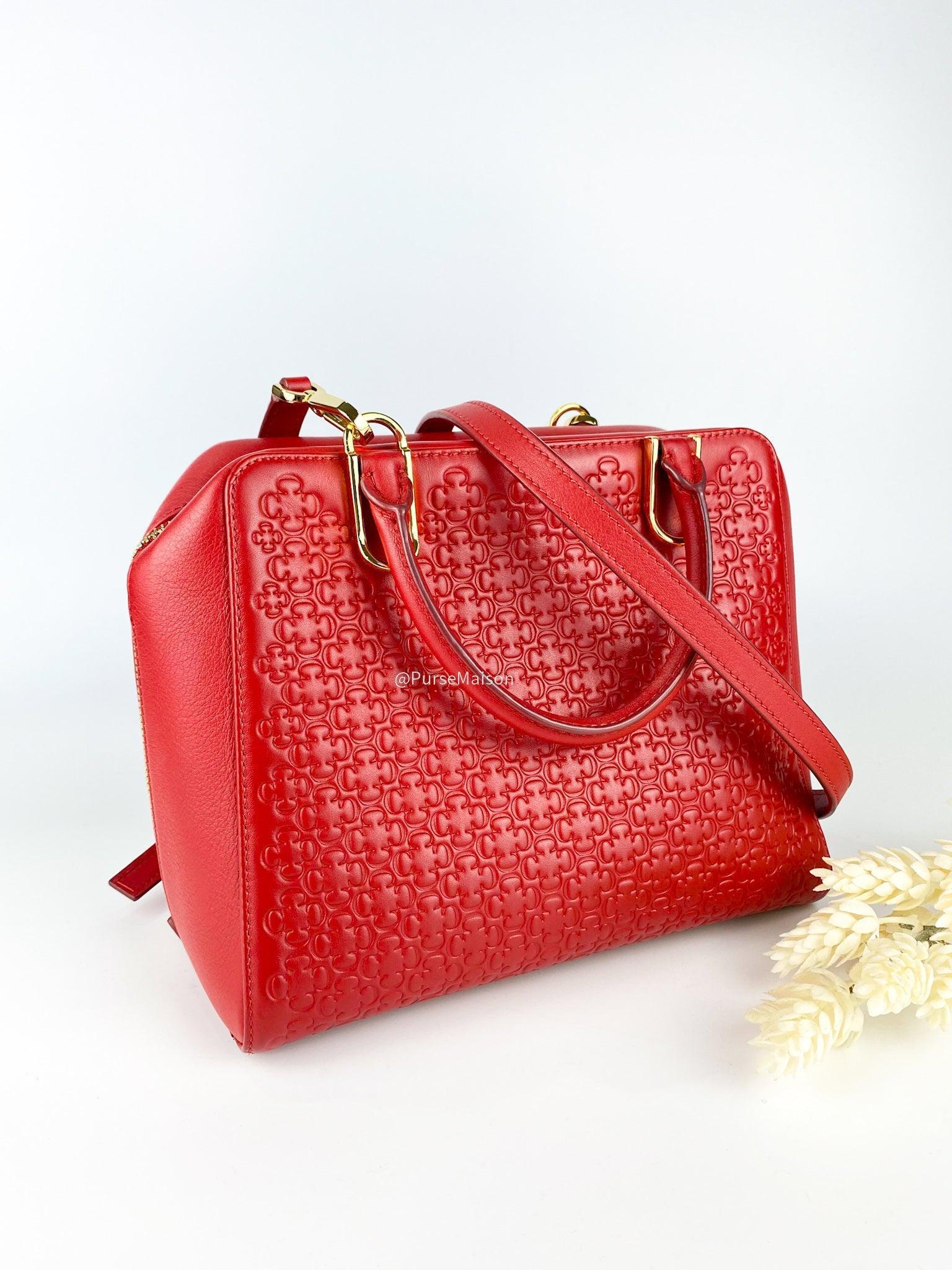 Carolina Herrera duke medium Red Leather Bag