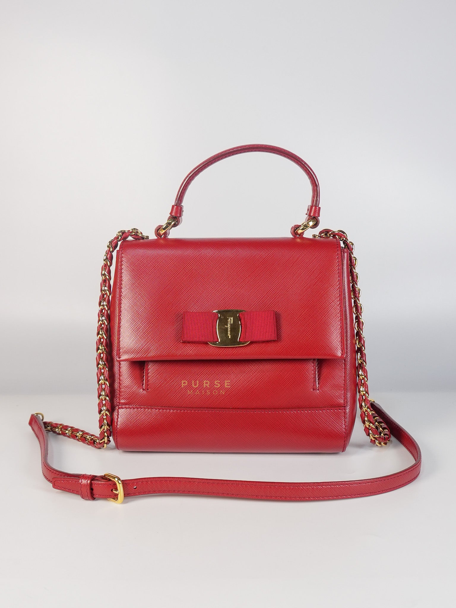 Carrie Top Handle Bag in Red Leather | Purse Maison Luxury Bags Shop