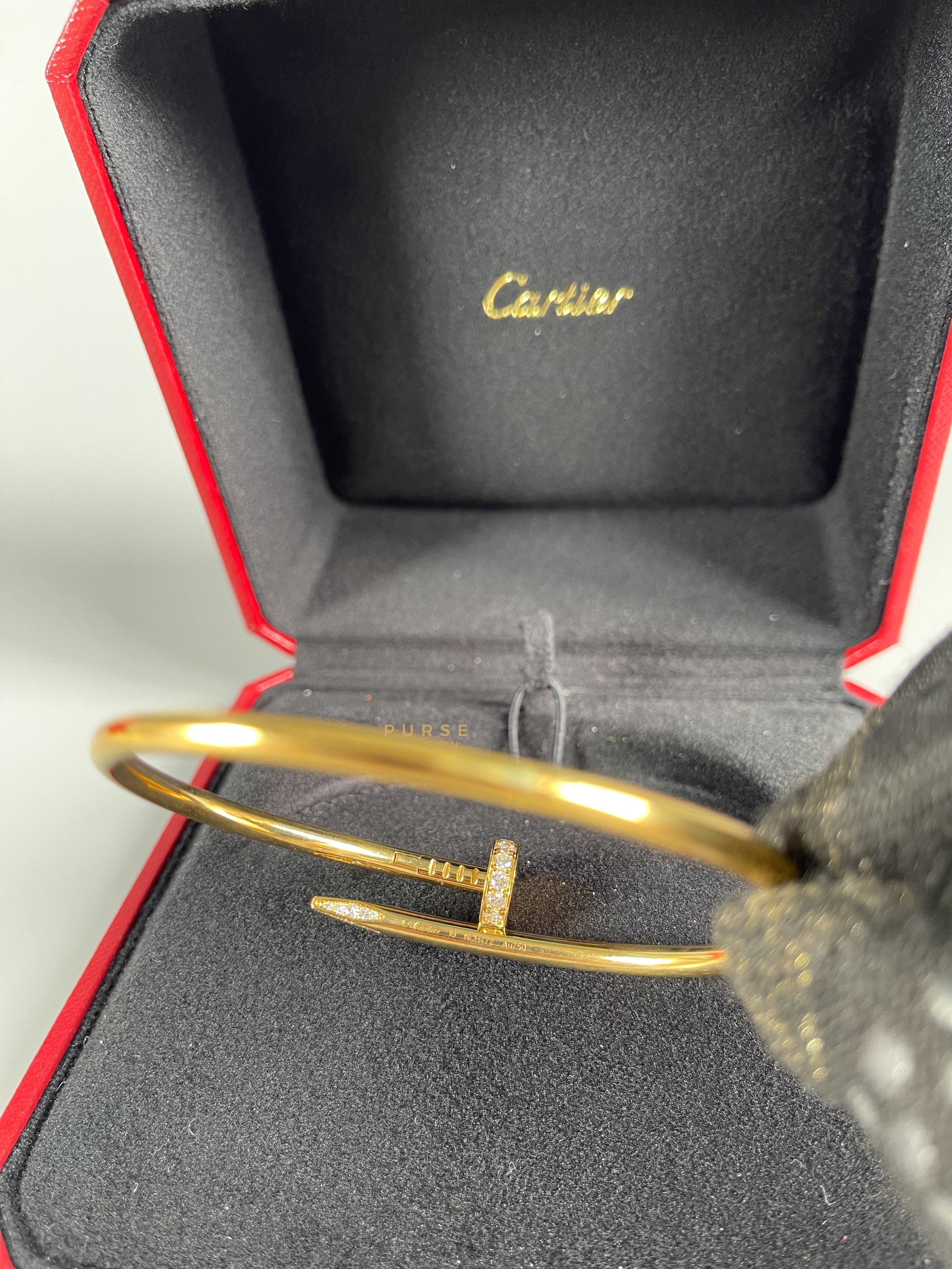 Cartier Juste Un Clou with Diamonds Yellow Gold Bangle (Size 19) | Purse Maison Luxury Bags Shop