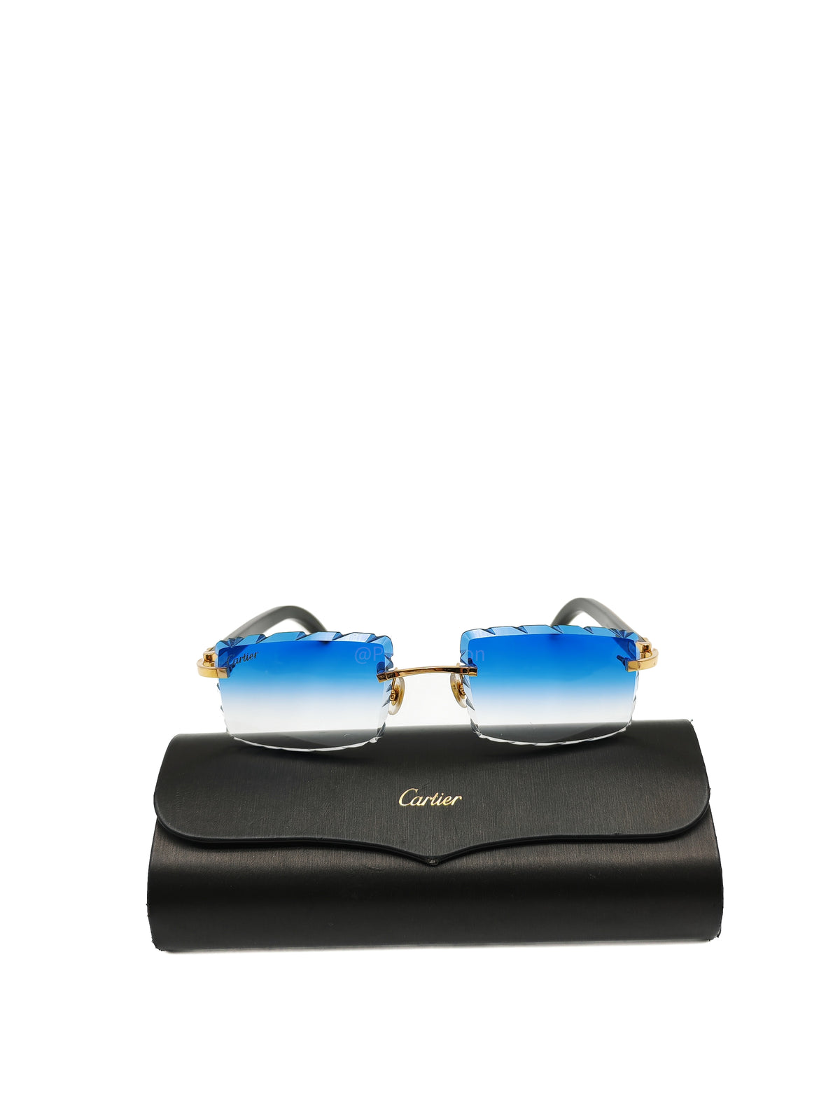 Cartier Rimless Sunglasses with Blue Gradient Diamond-Cut Lenses | Purse Maison Luxury Bags Shop