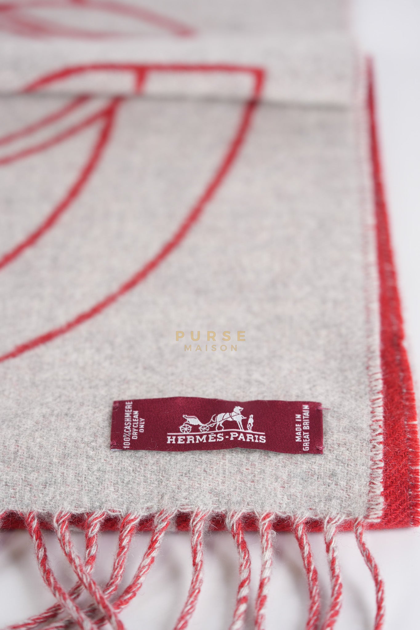 Casaque Entrelacs Equestres muffler in Red Cashmere | Purse Maison Luxury Bags Shop