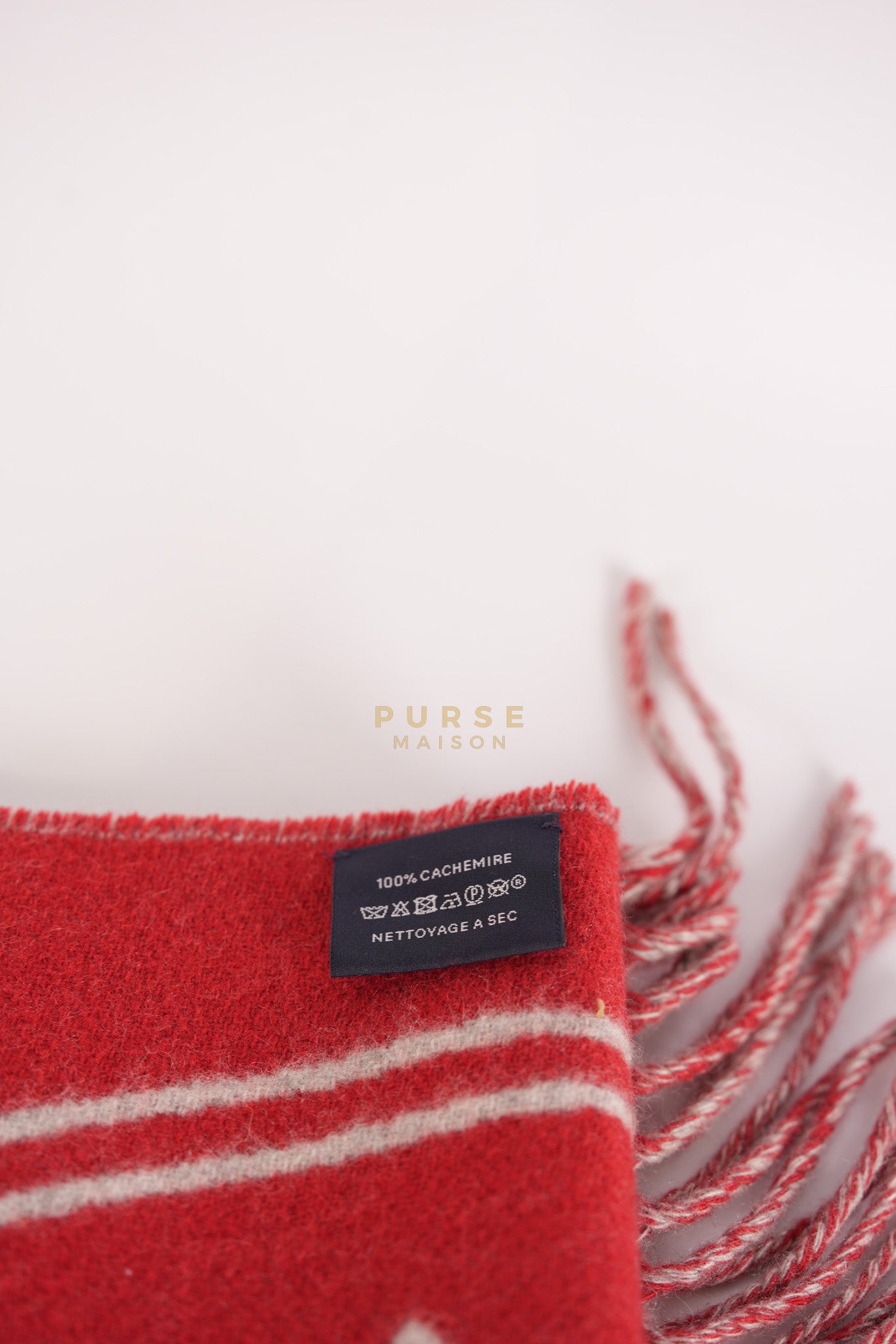 Casaque Entrelacs Equestres muffler in Red Cashmere | Purse Maison Luxury Bags Shop