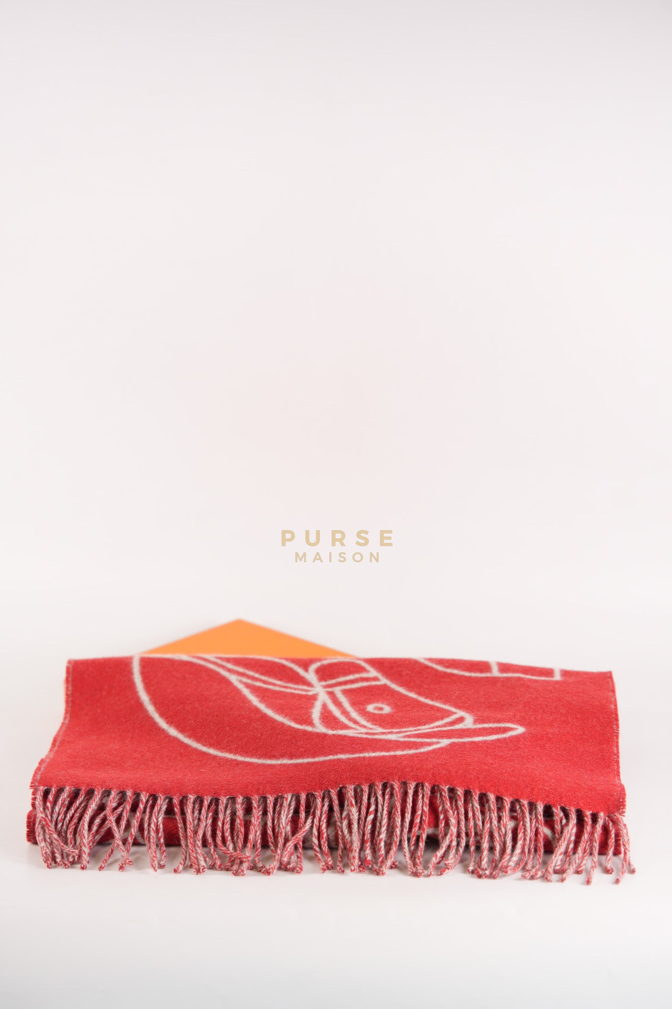 Casaque Entrelacs Equestres muffler in Red Cashmere | Purse Maison Luxury Bags Shop