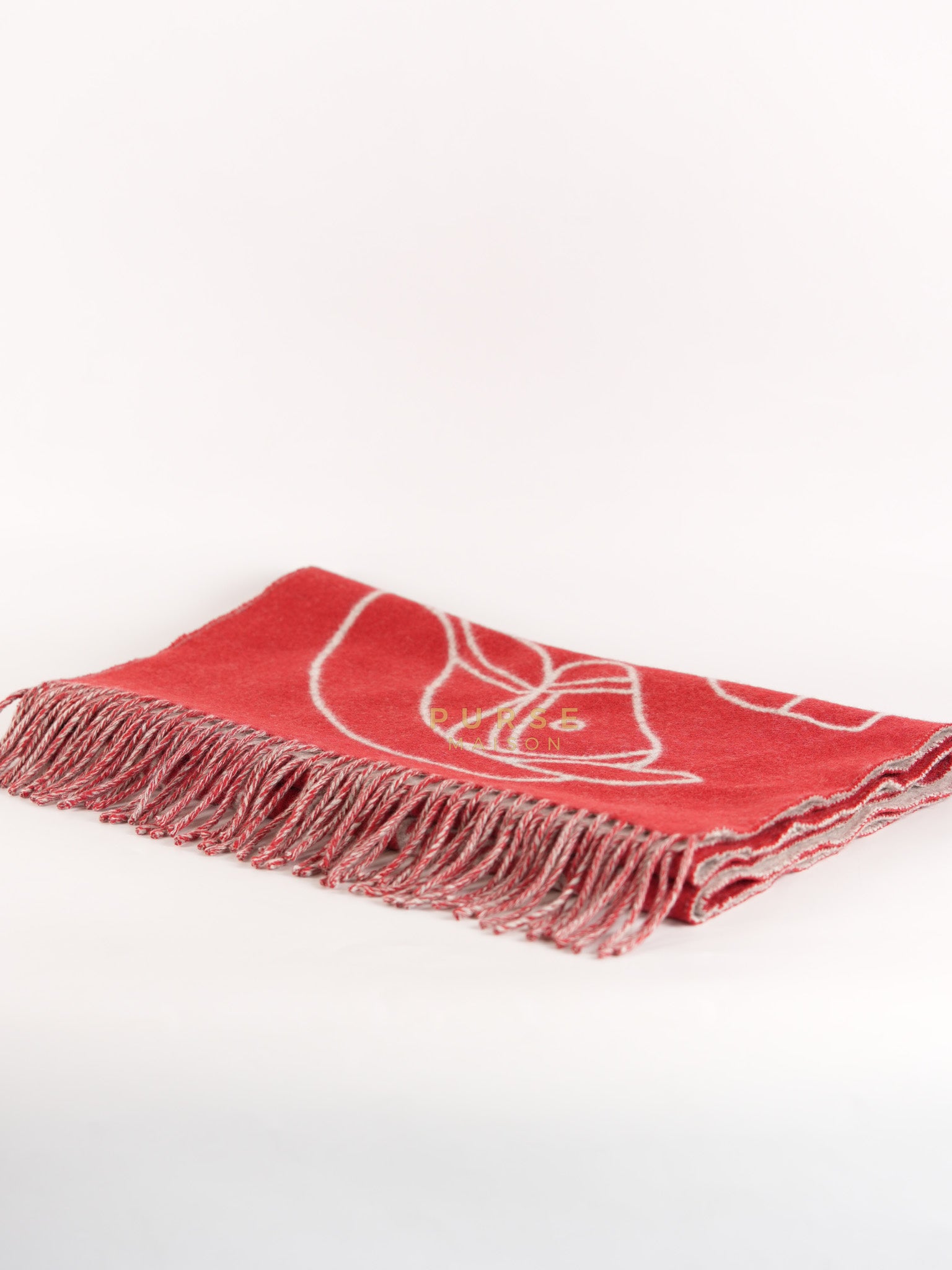 Casaque Entrelacs Equestres muffler in Red Cashmere | Purse Maison Luxury Bags Shop