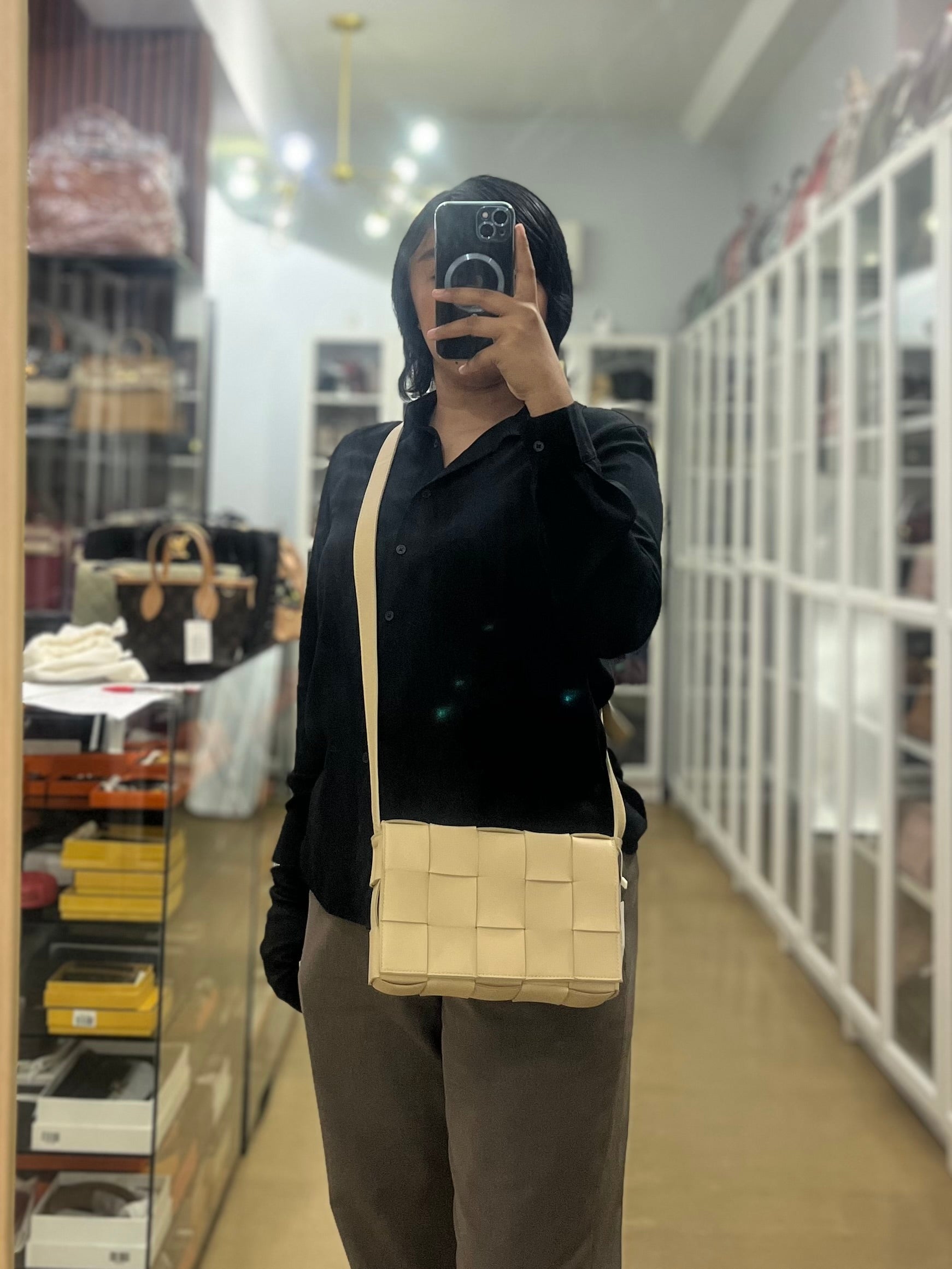 Casette Small Intrecciato Macaroon Leather Crossbody Bag | Purse Maison Luxury Bags Shop