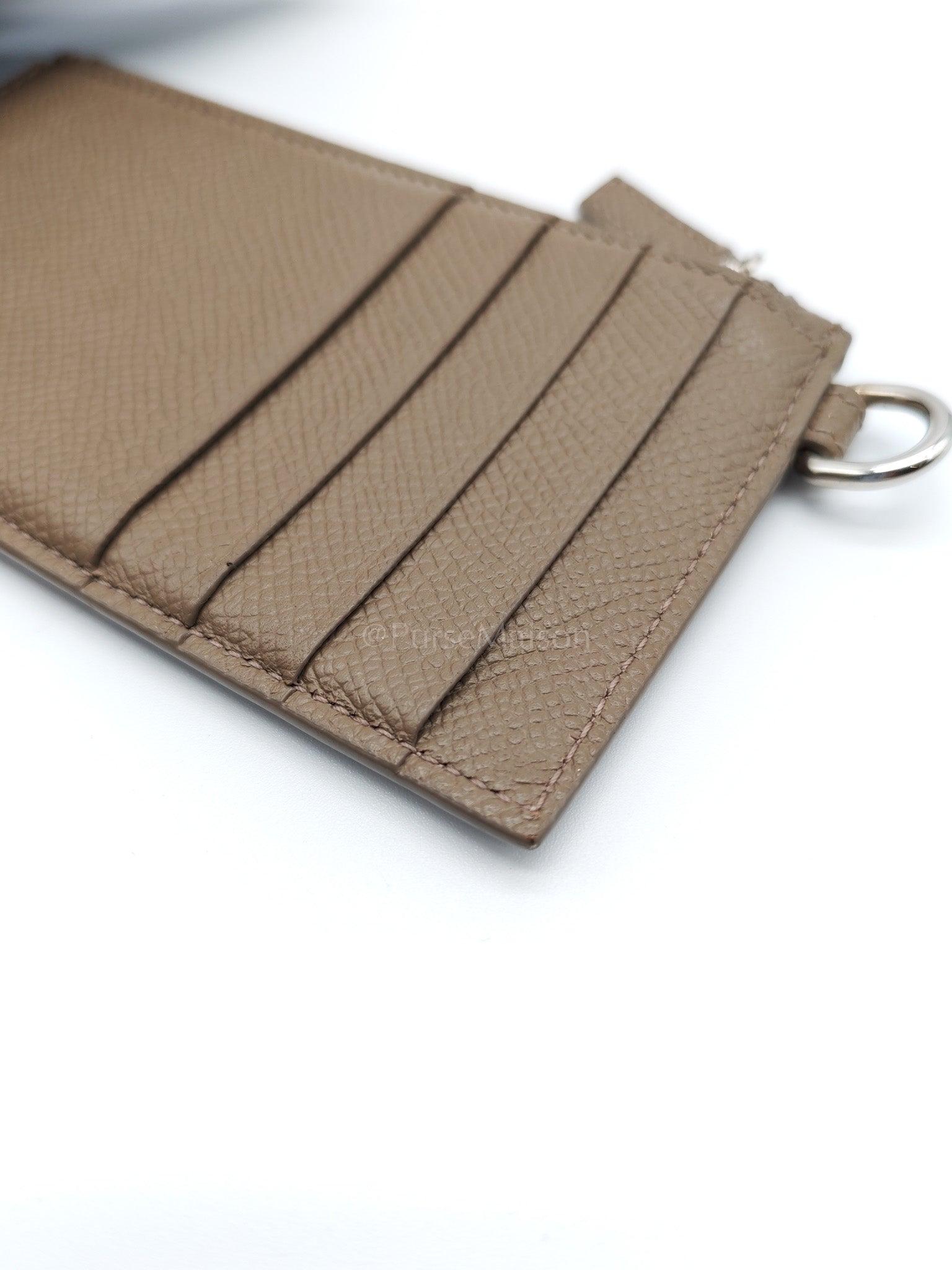 Cash Card Holder and Lanyard in Grained Calfskin Leather | Purse Maison Luxury Bags Shop