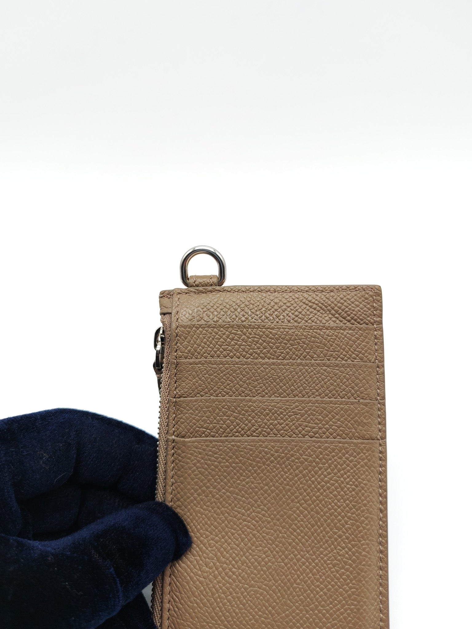 Cash Card Holder and Lanyard in Grained Calfskin Leather | Purse Maison Luxury Bags Shop