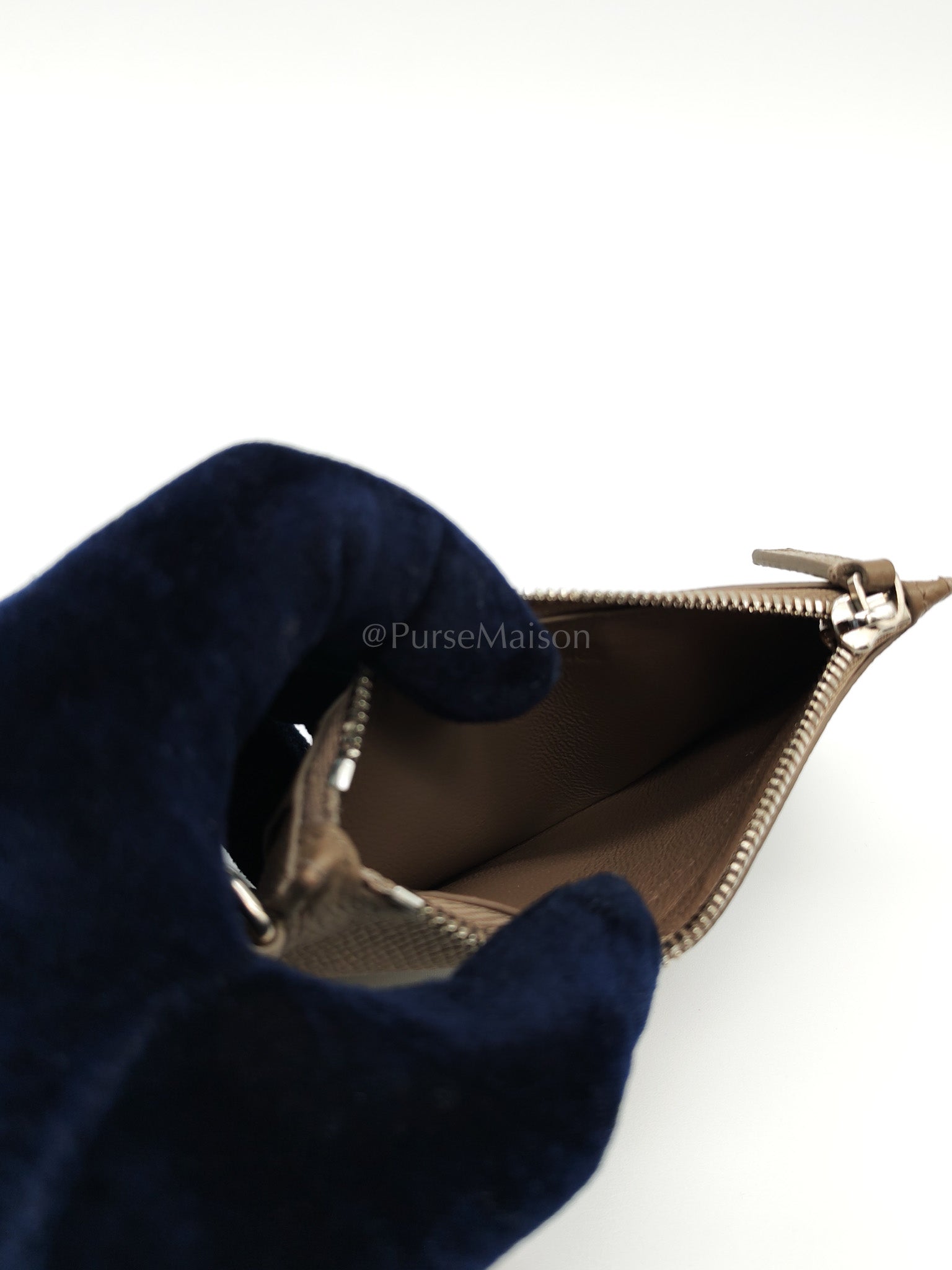 Cash Card Holder and Lanyard in Grained Calfskin Leather | Purse Maison Luxury Bags Shop