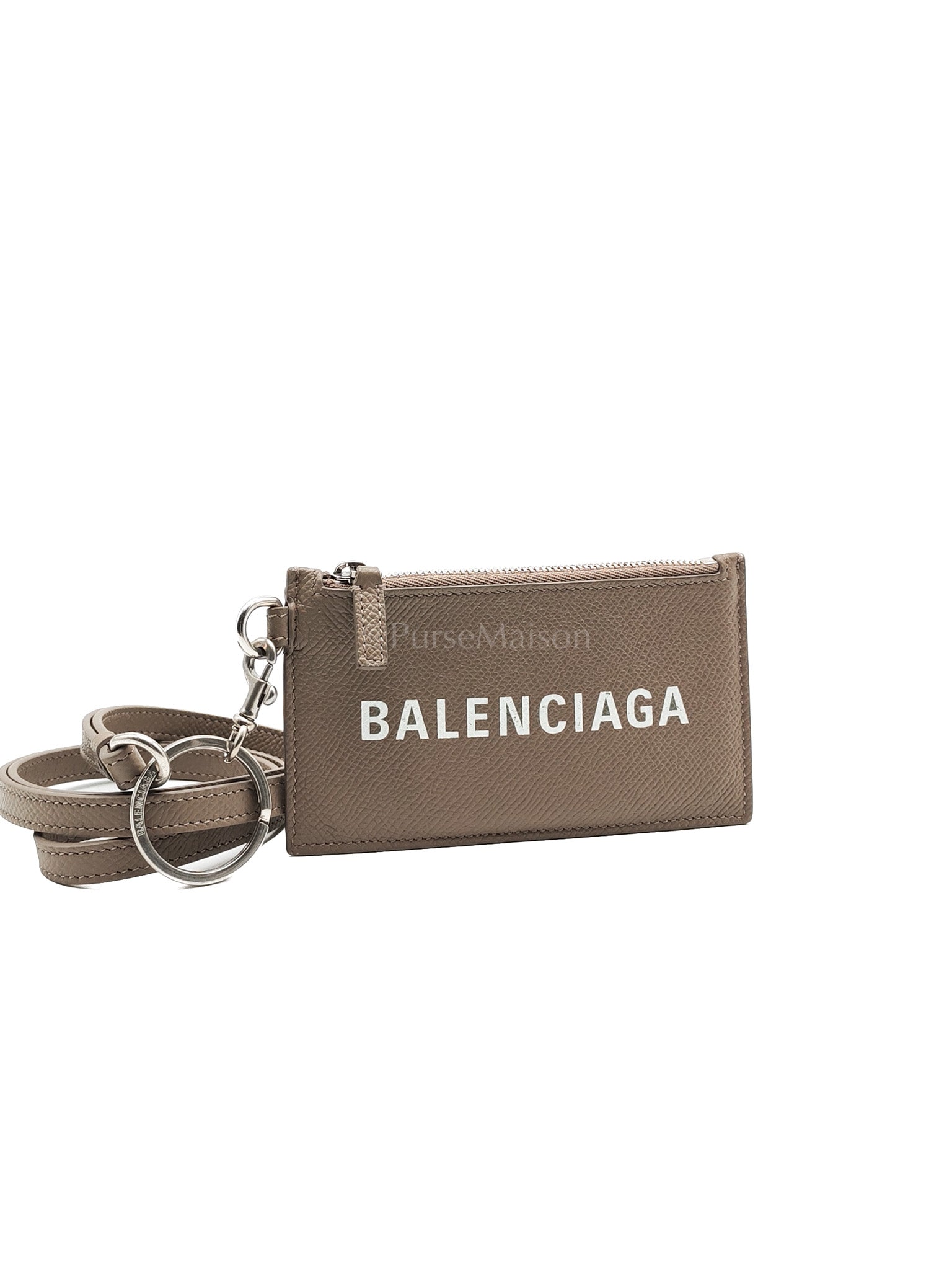 Cash Card Holder and Lanyard in Grained Calfskin Leather | Purse Maison Luxury Bags Shop