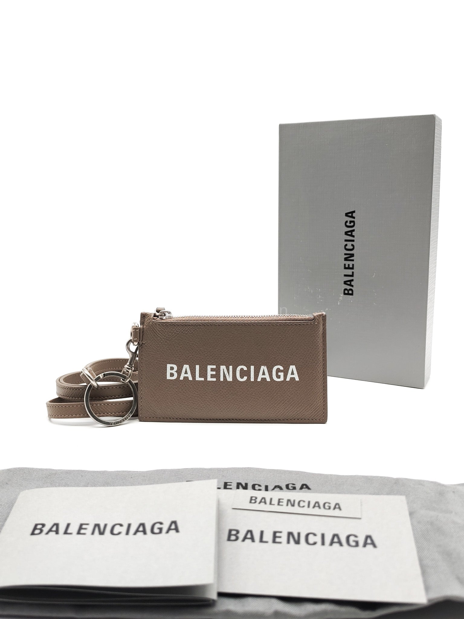 Cash Card Holder and Lanyard in Grained Calfskin Leather | Purse Maison Luxury Bags Shop