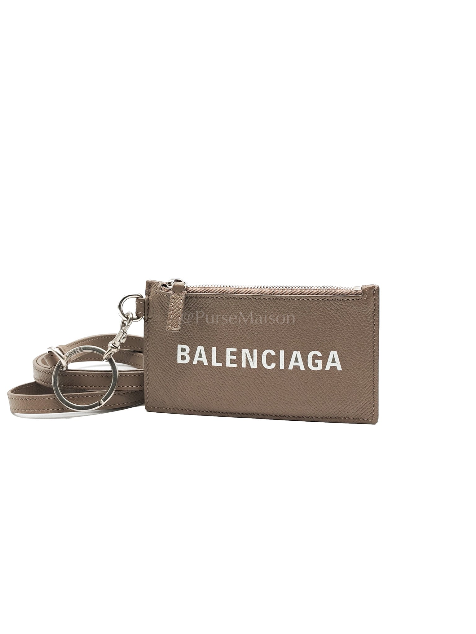 Cash Card Holder and Lanyard in Grained Calfskin Leather | Purse Maison Luxury Bags Shop