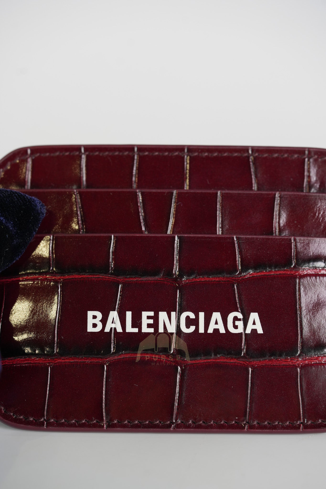 Cash Card Holder in Burgundy Shiny Crocodile Leather | Purse Maison Luxury Bags Shop